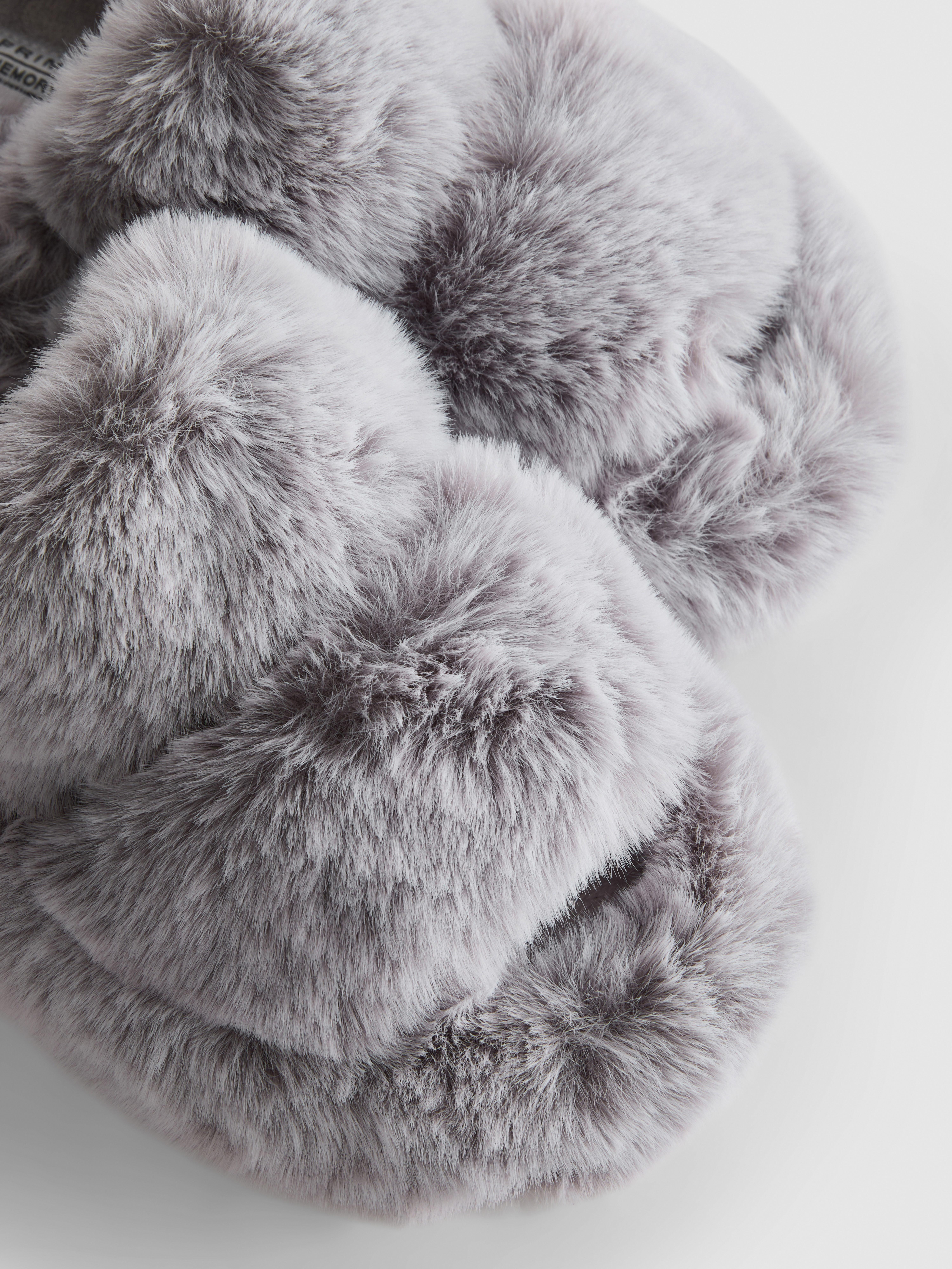 Double Strap Fluffy Slippers