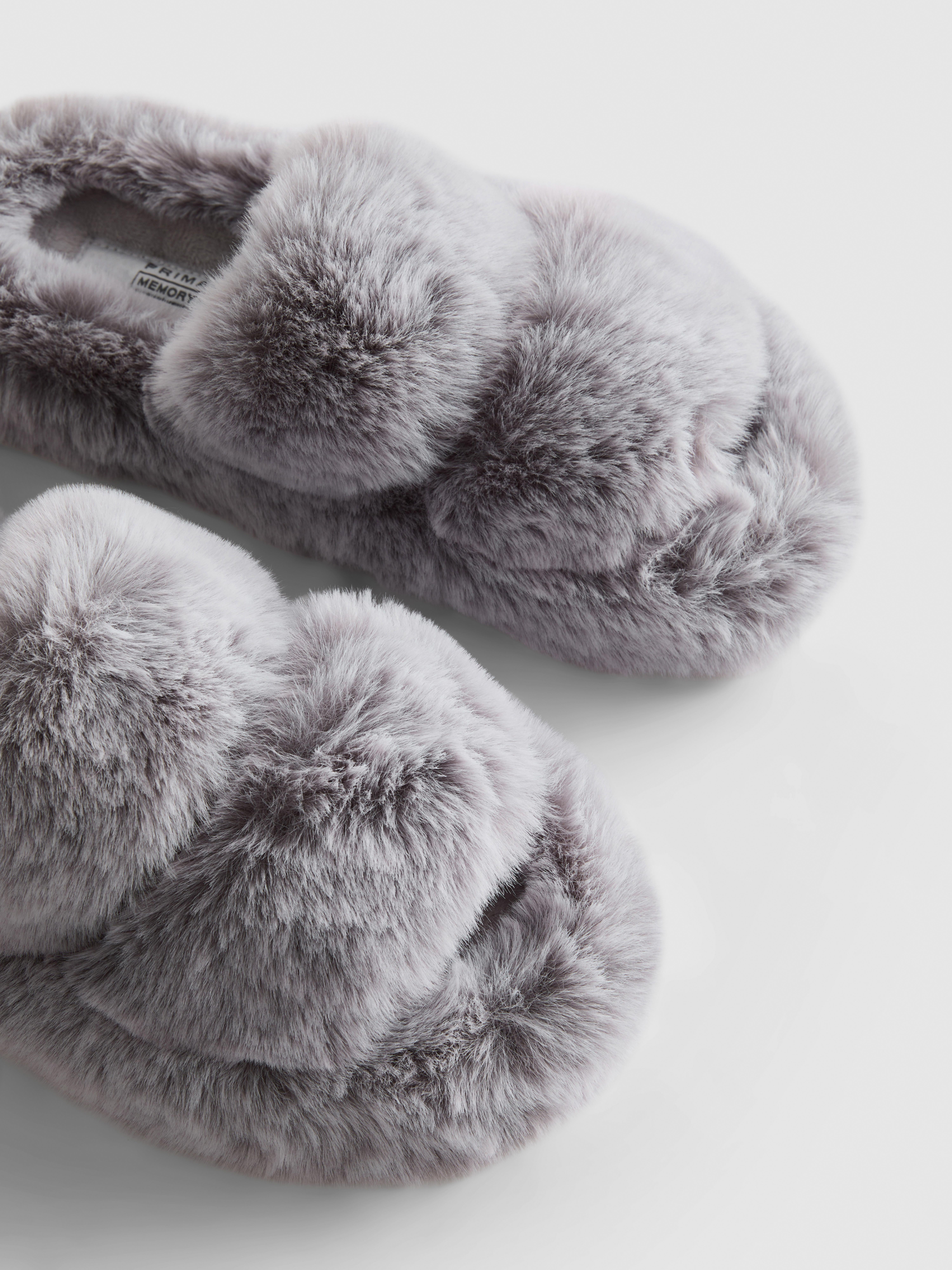 Double Strap Fluffy Slippers