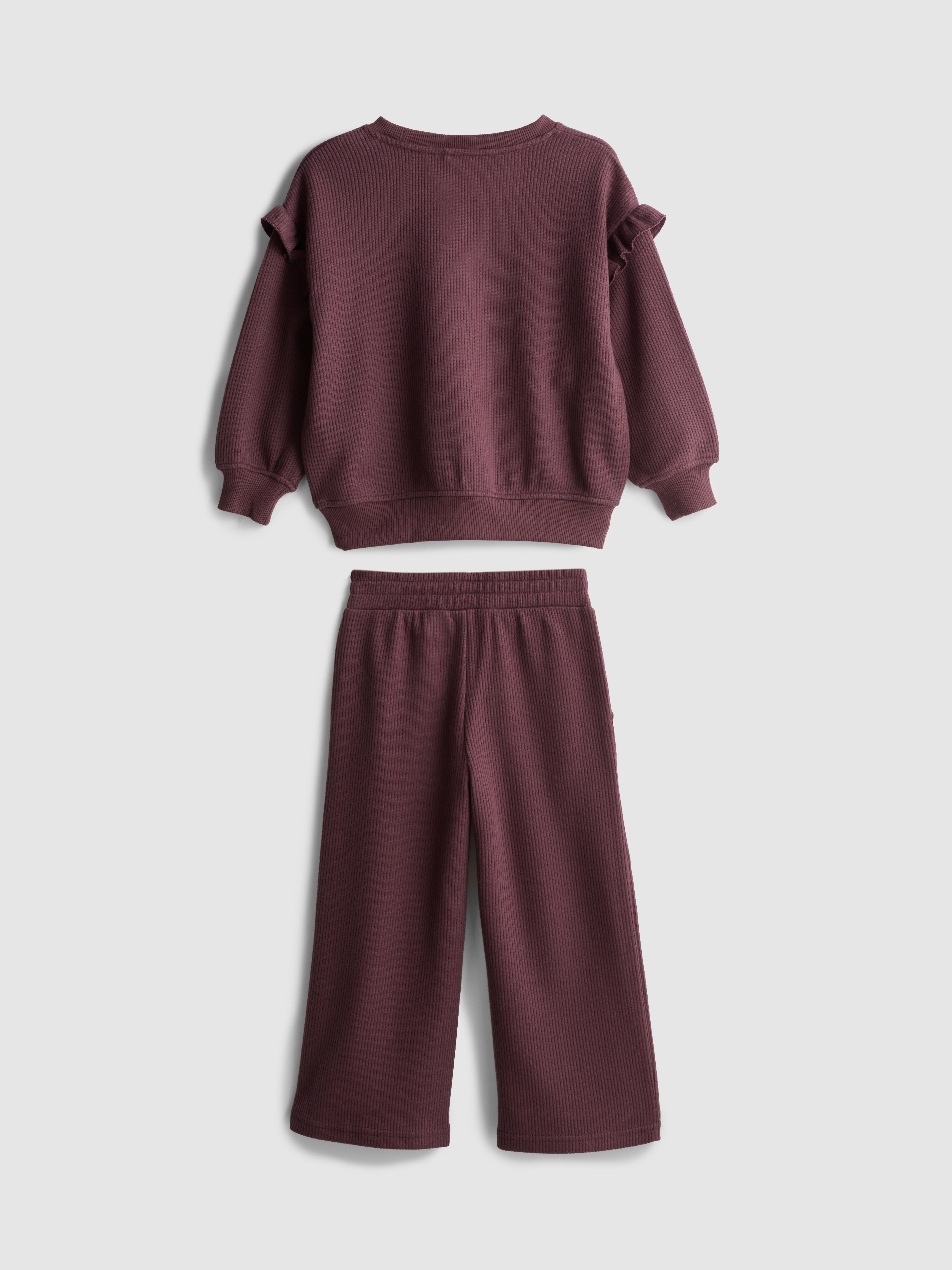1-9 jr | Geribd sweatshirt met ruches en joggingbroek