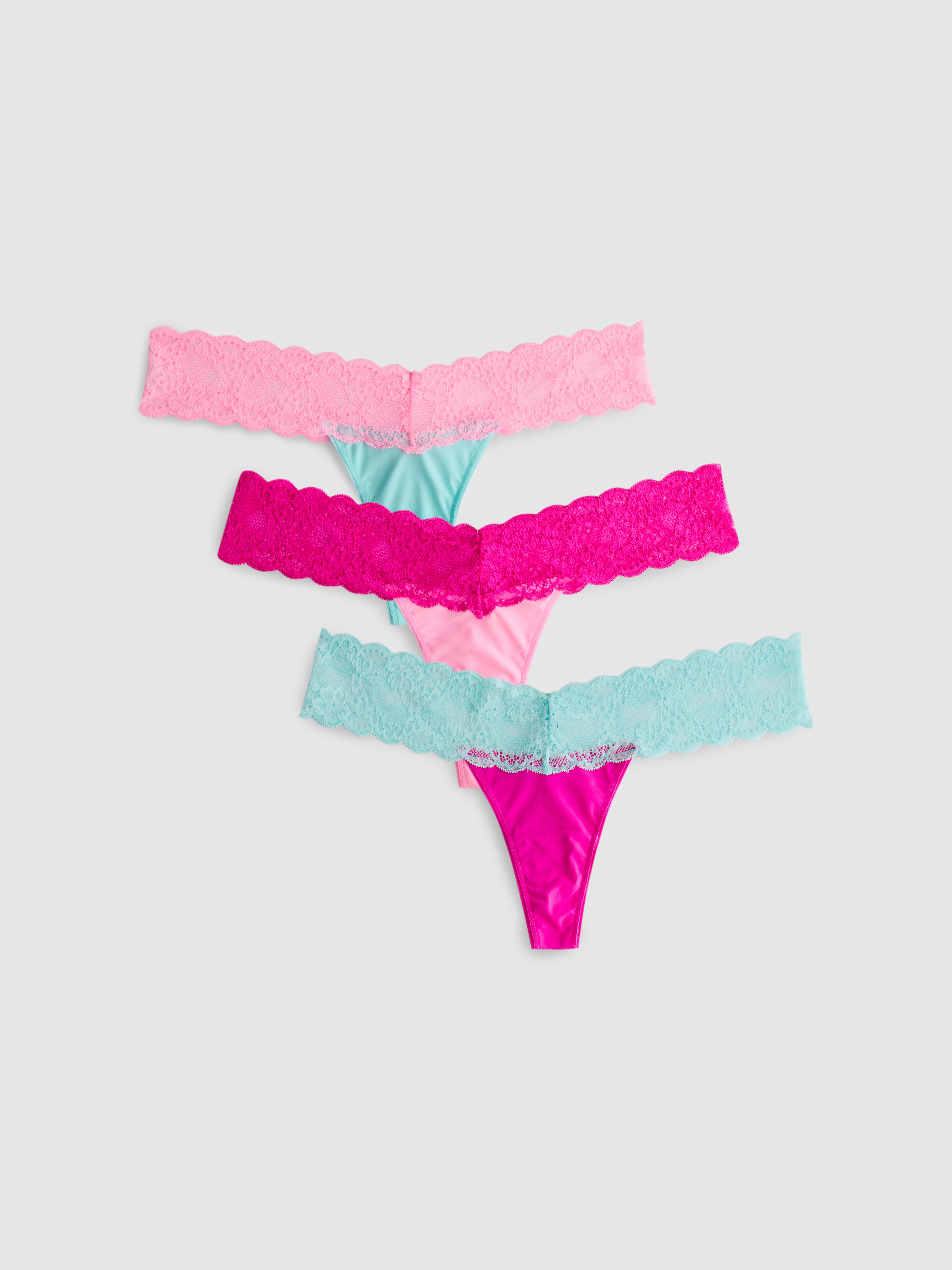 Lot de 3 strings en microfibre et en dentelle