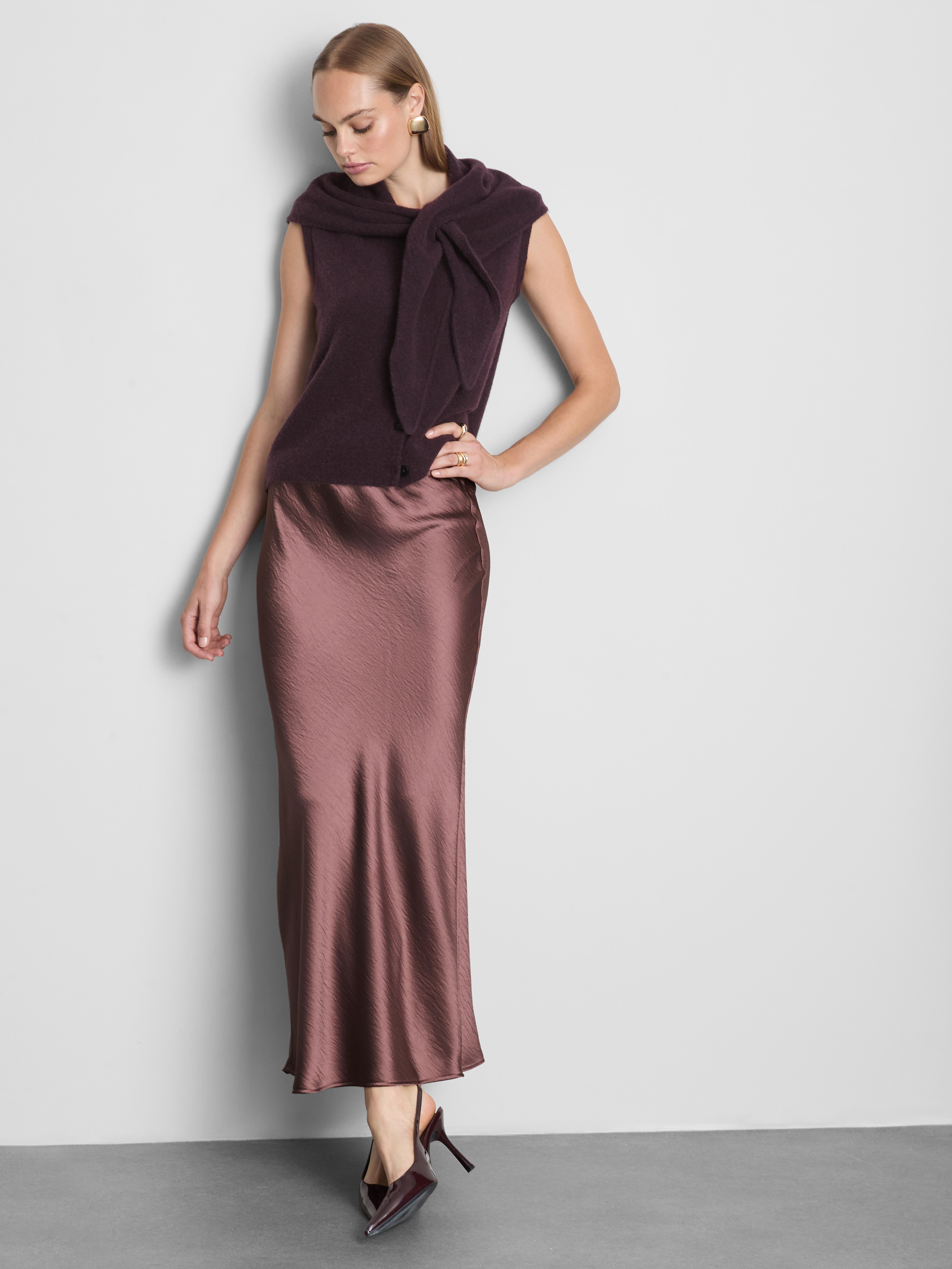 The Edit Satin Midi Skirt