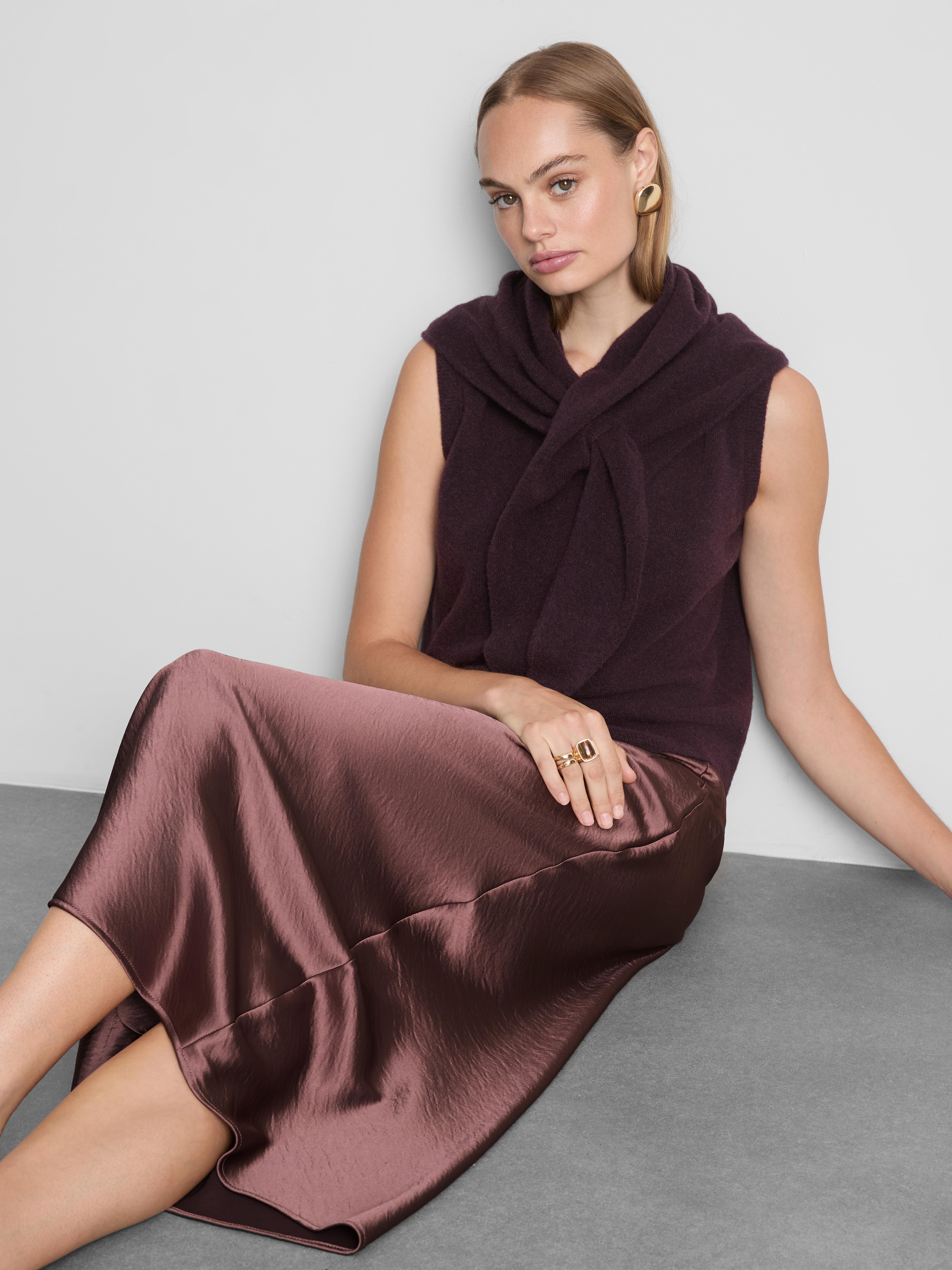 Halflange rok van satijn The Edit