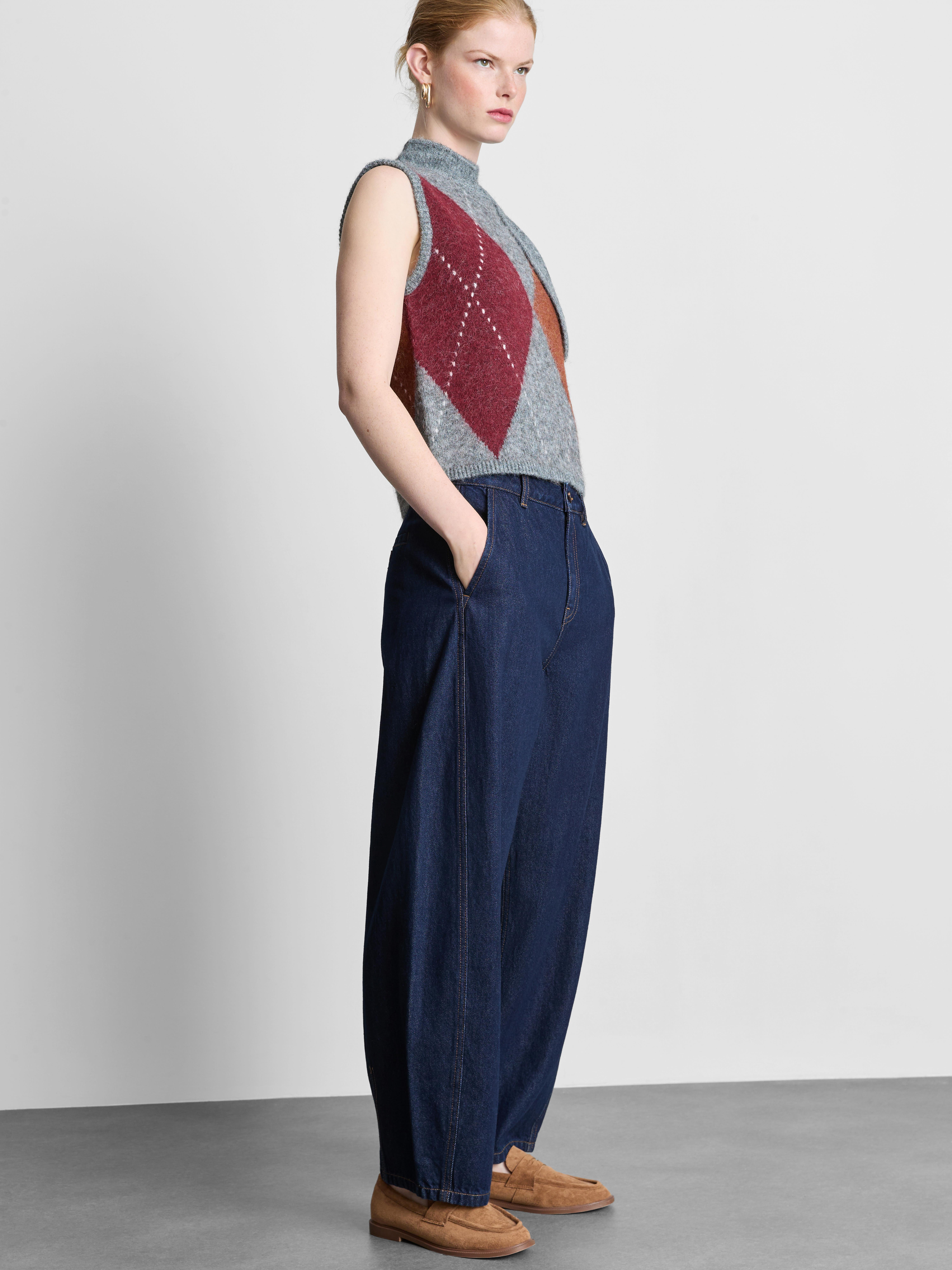 The Edit Cotton Denim Barrel-Leg Jeans