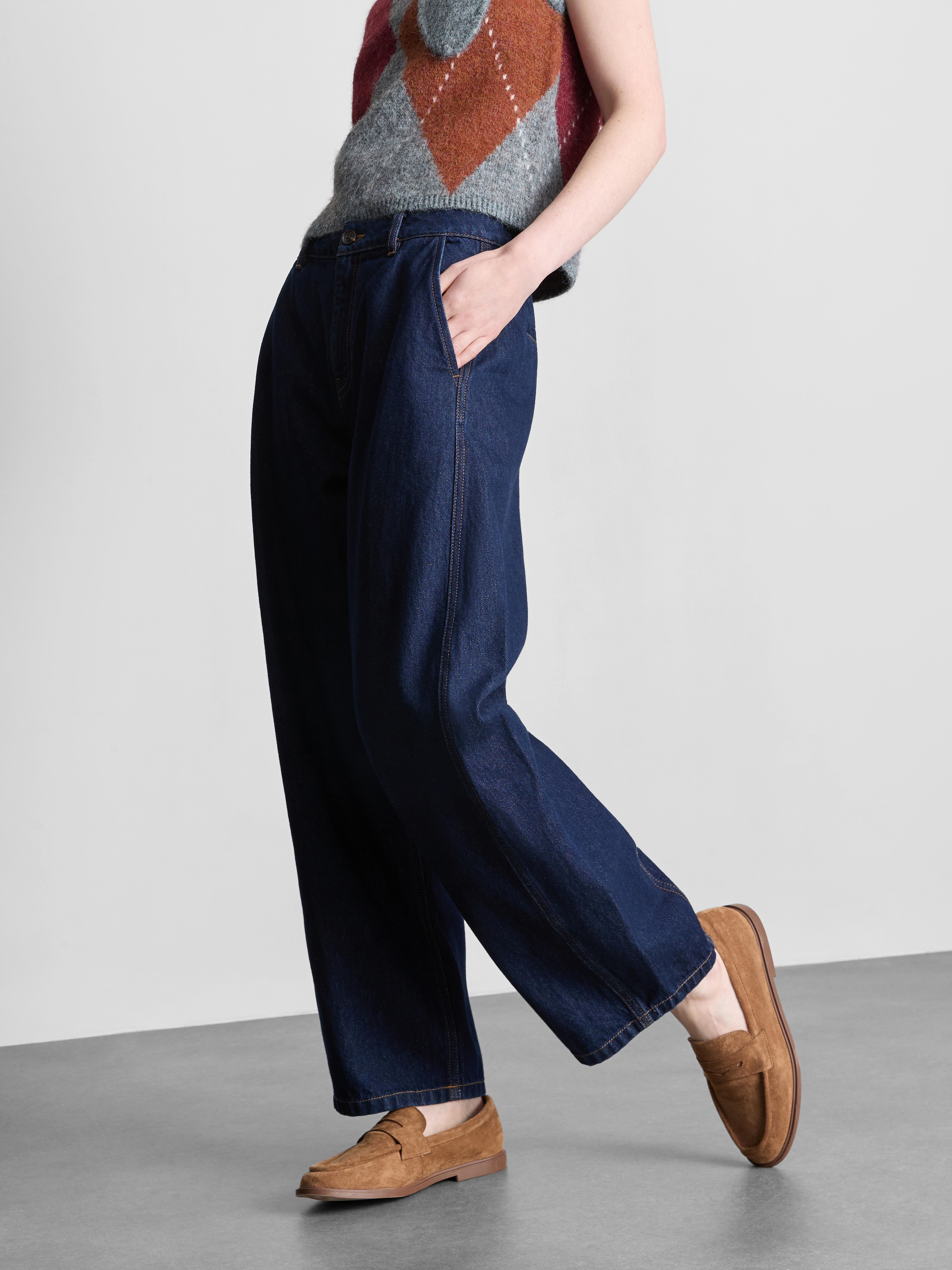 The Edit Cotton Denim Barrel-Leg Jeans