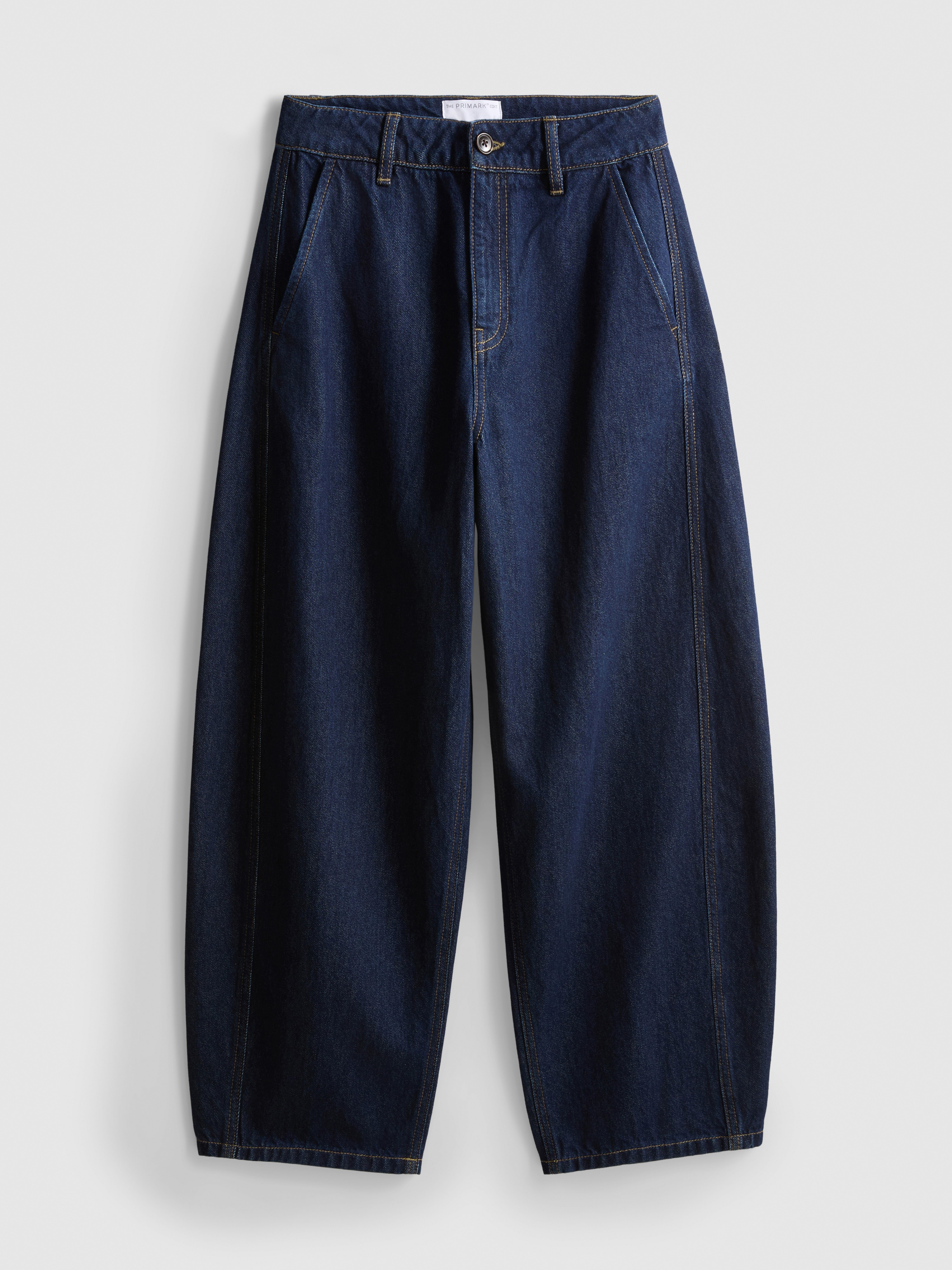 The Edit Cotton Denim Barrel-Leg Jeans