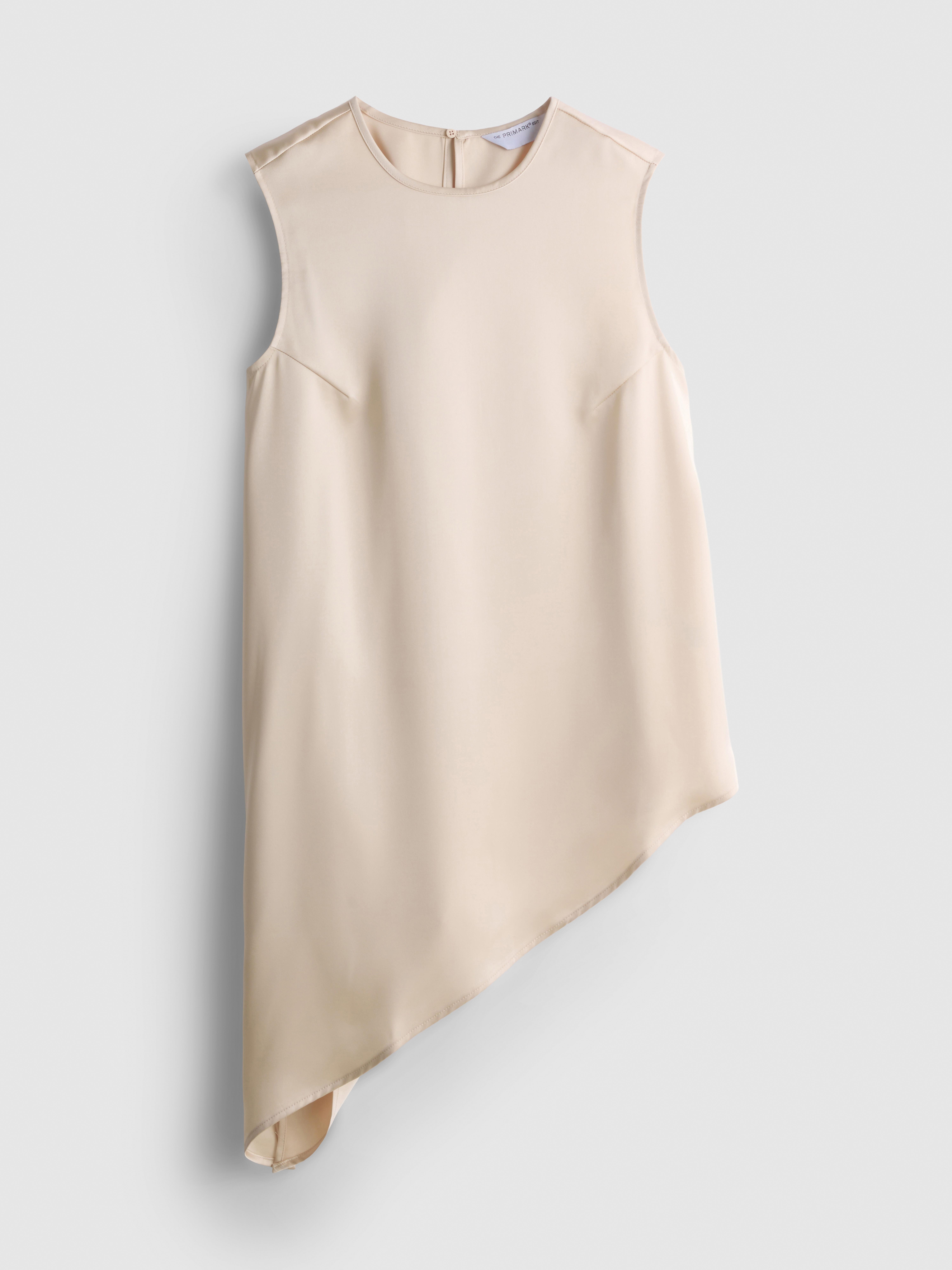 The Edit Satin Asymmetric Long Line Top
