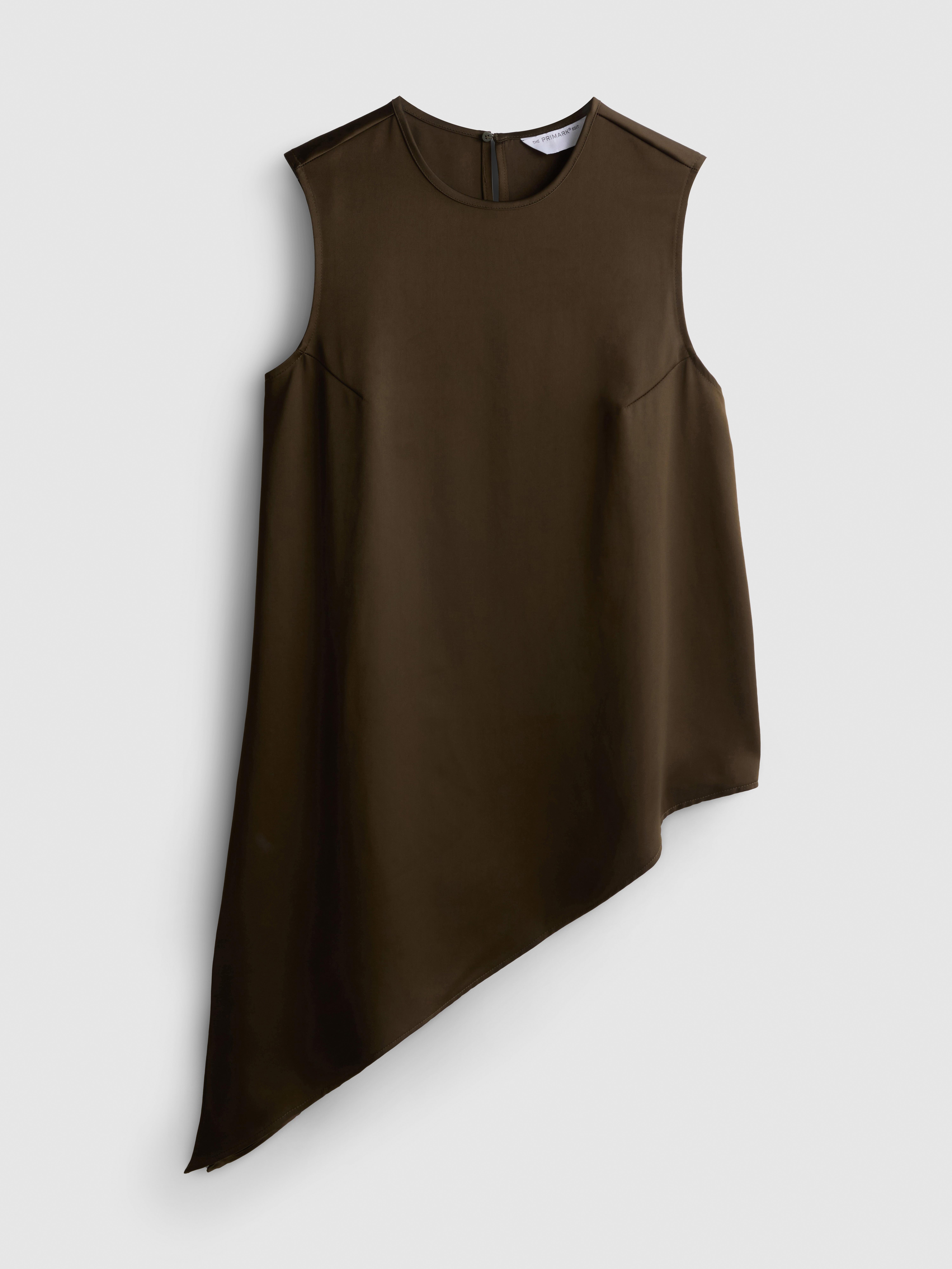 The Edit Satin Asymmetric Long Line Top
