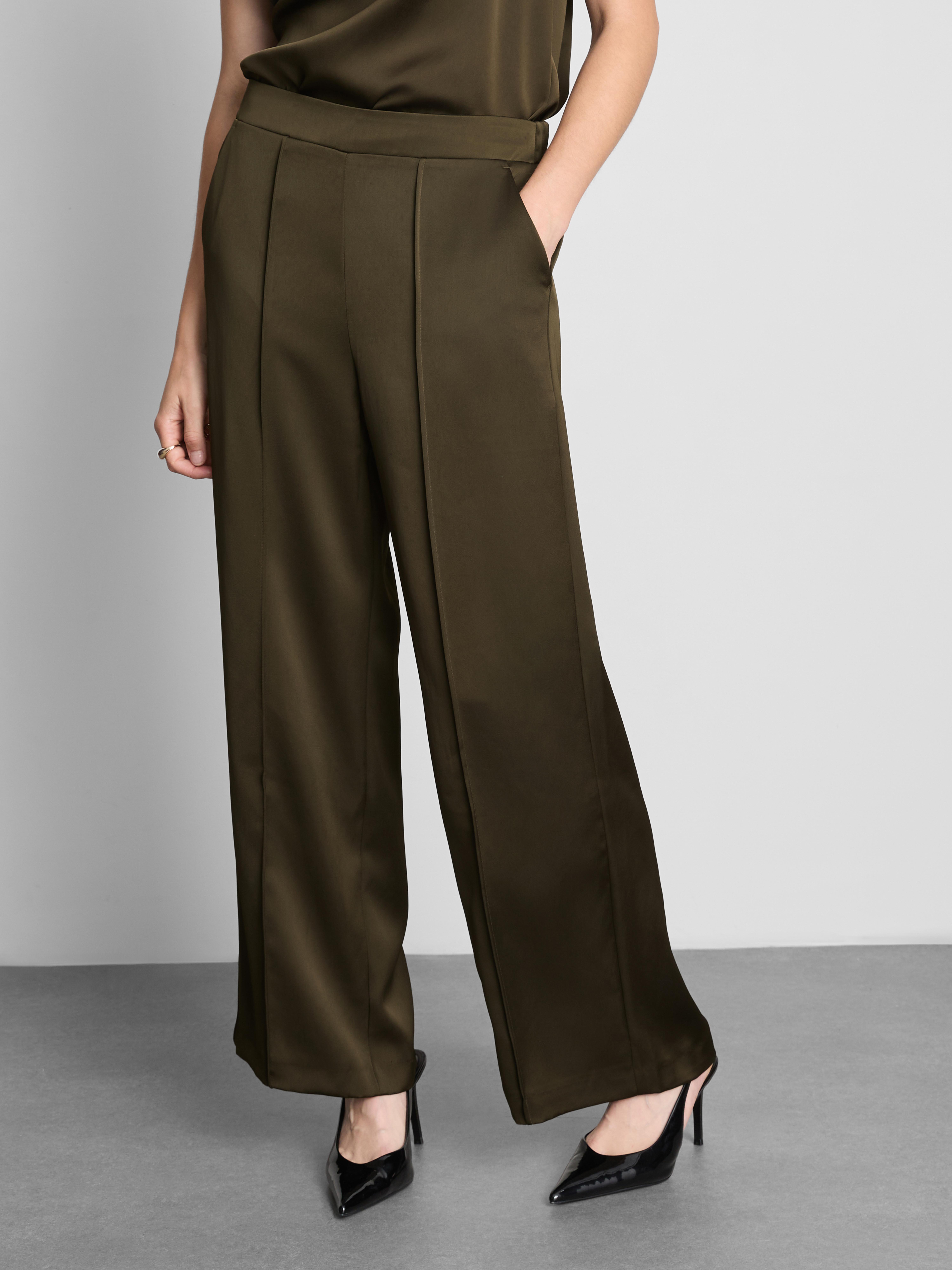 The Edit Satin Straight Leg Pants