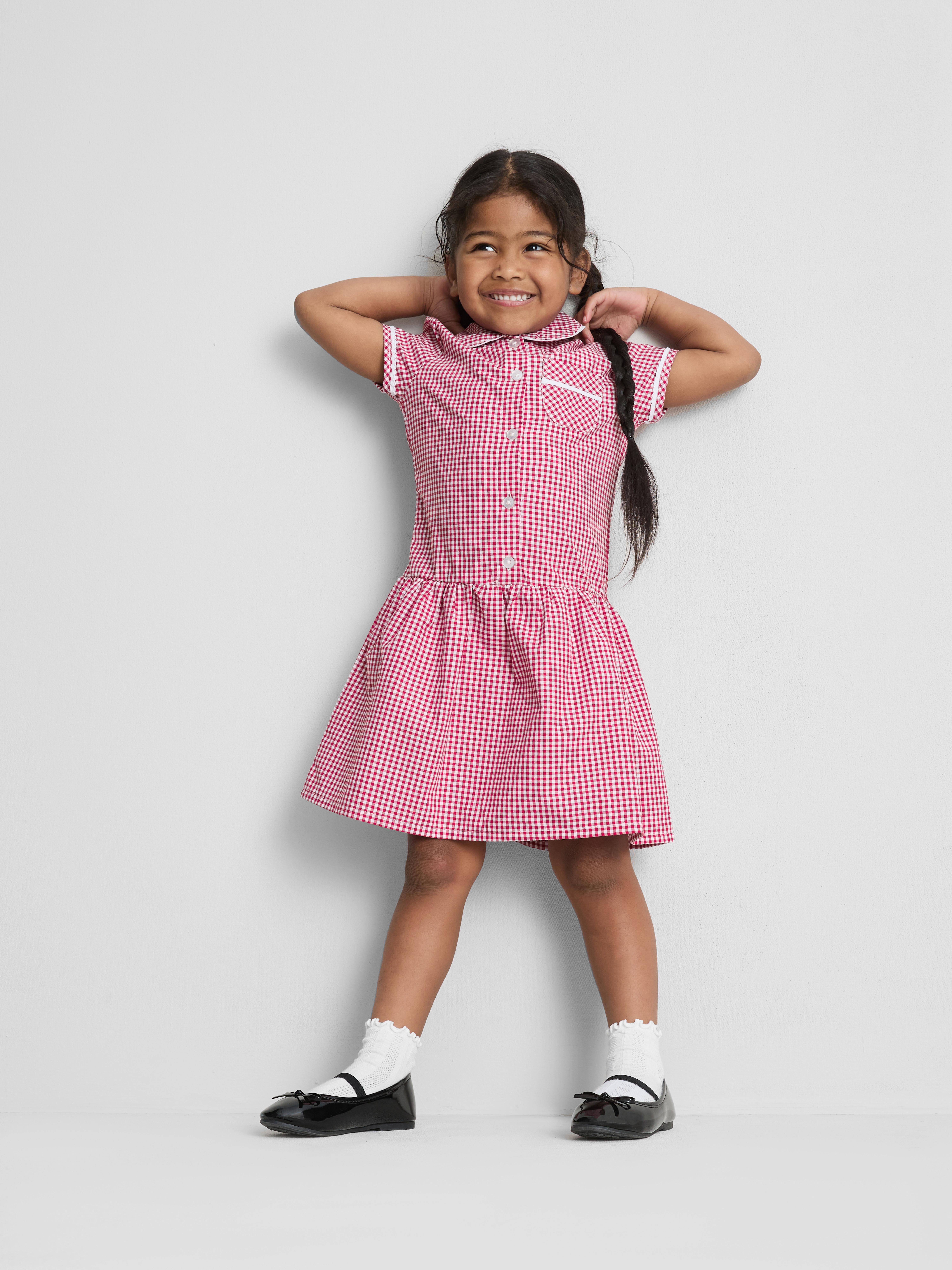 3-7yrs | Cotton Rich Gingham Check School Dress Red