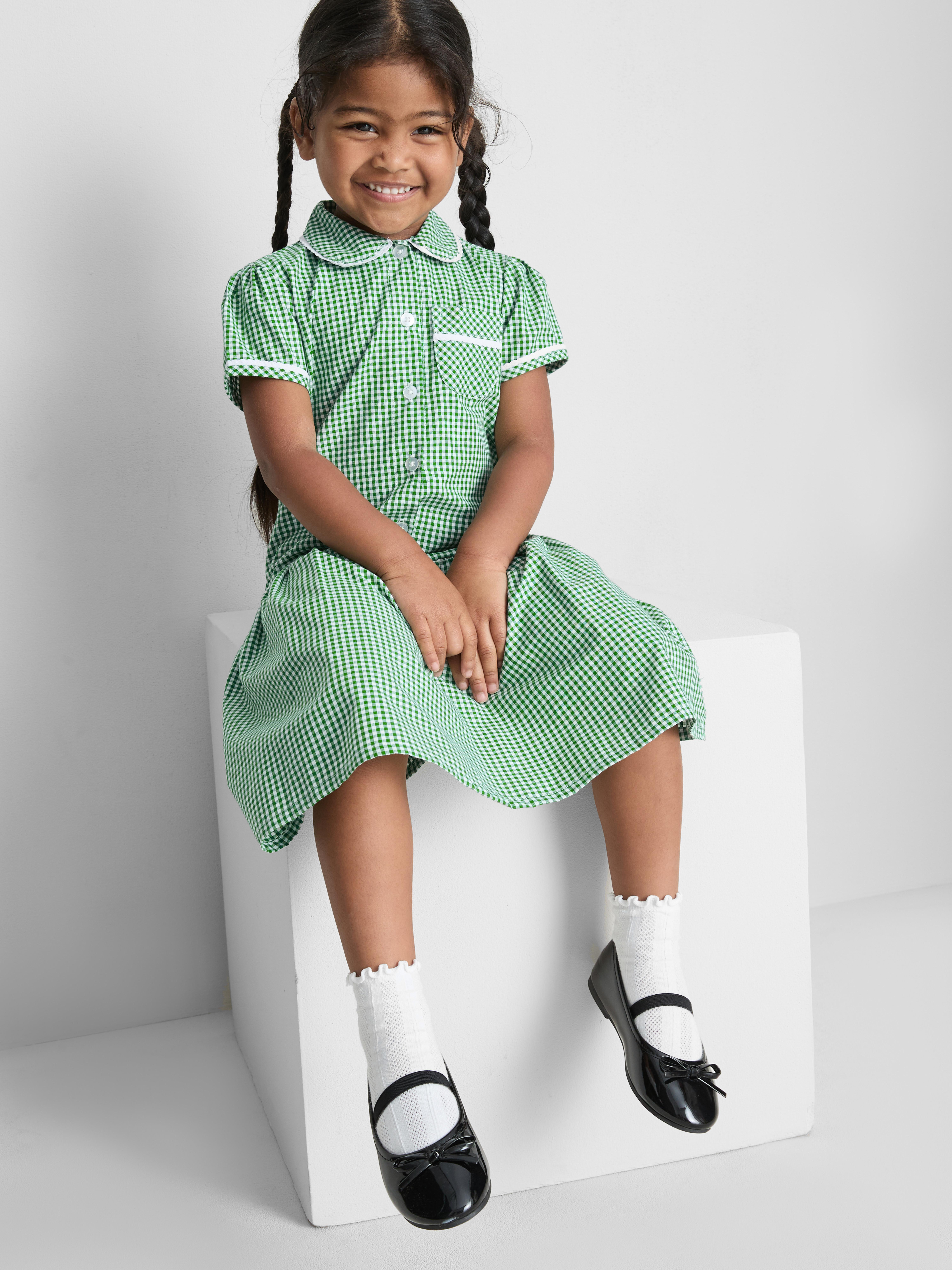 3-7yrs | Cotton Rich Gingham Check School Dress Green