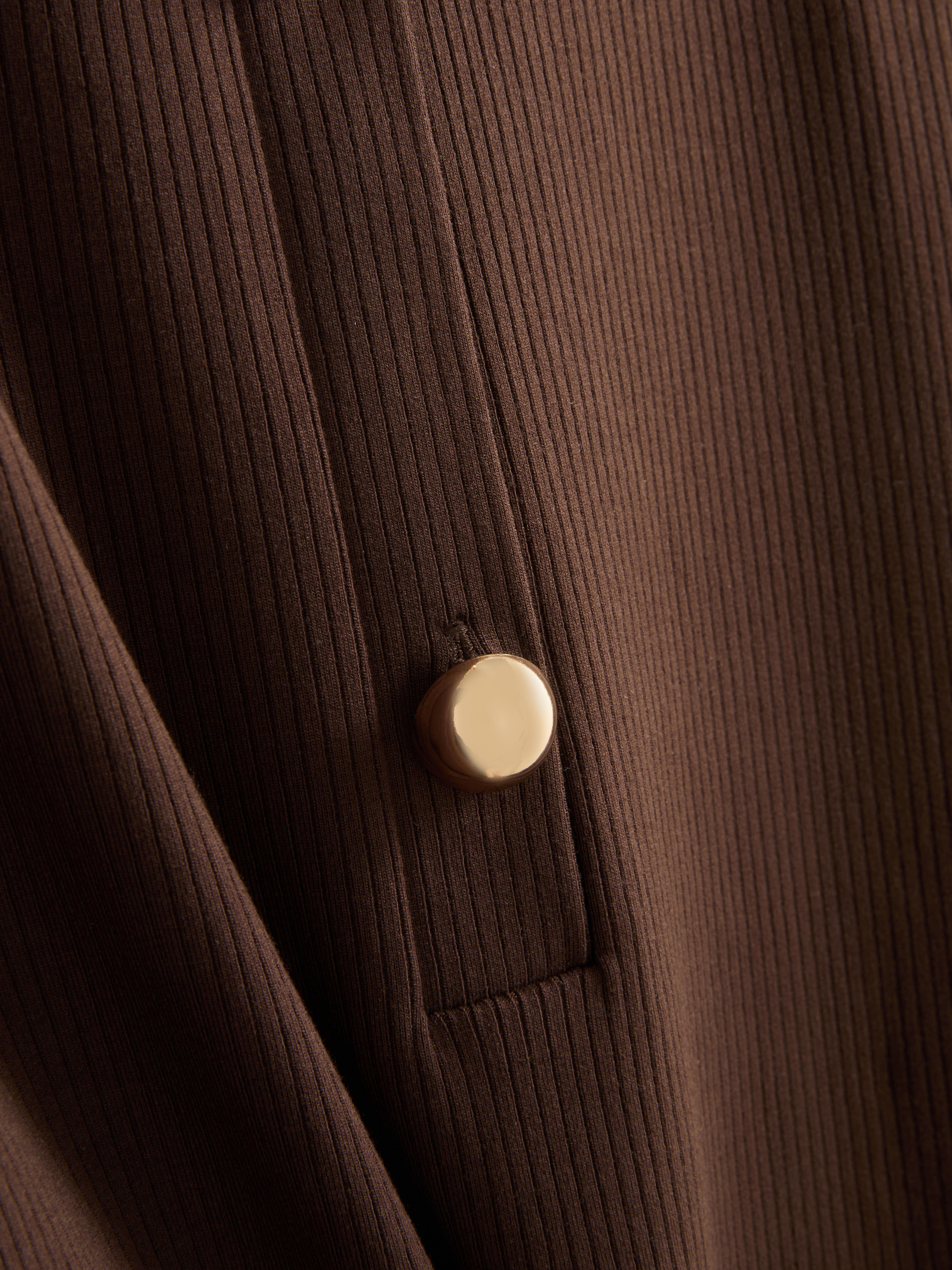 Ribbed Button-Detail Midi Dress