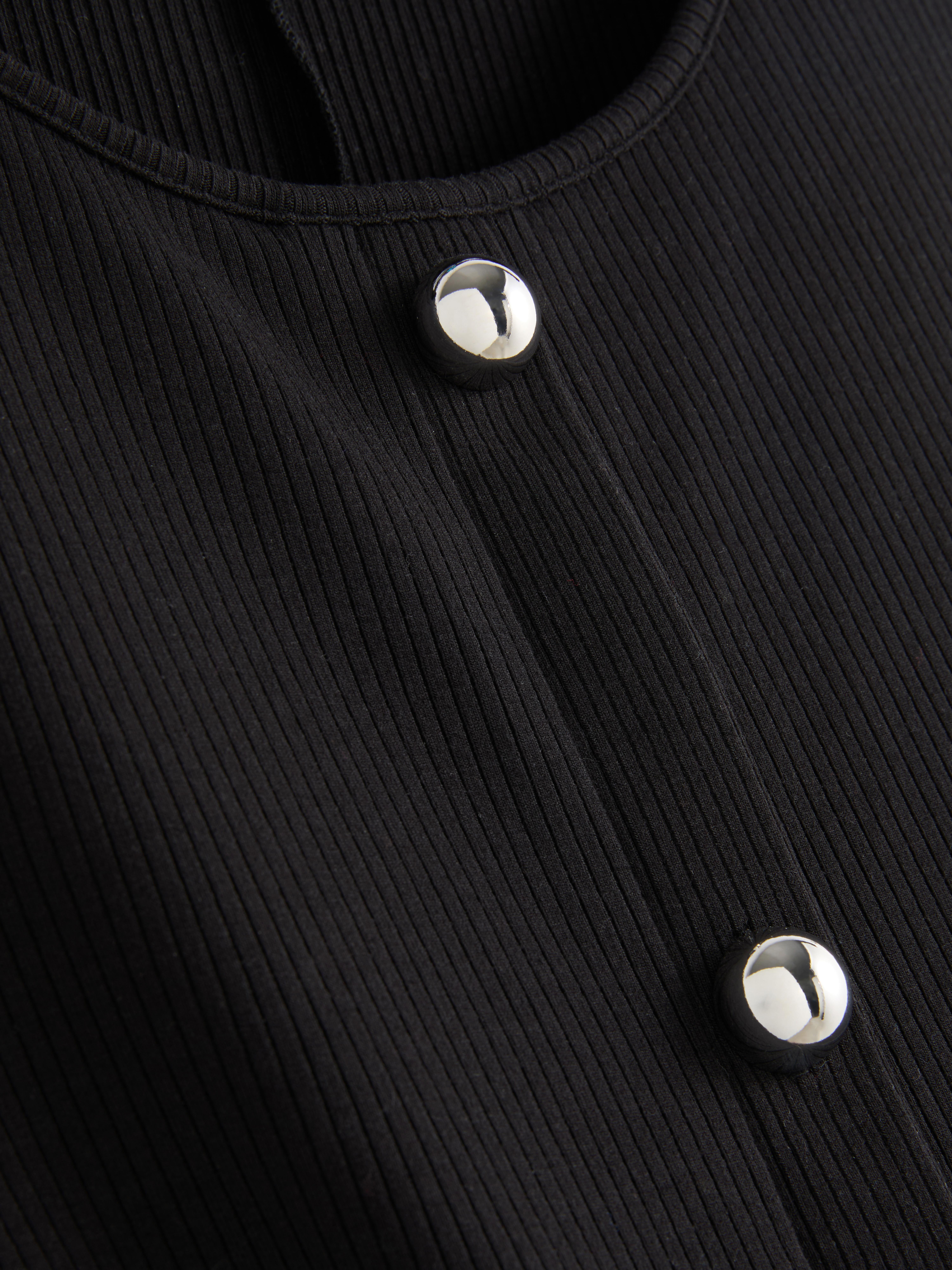Ribbed Button-Detail Midi Dress