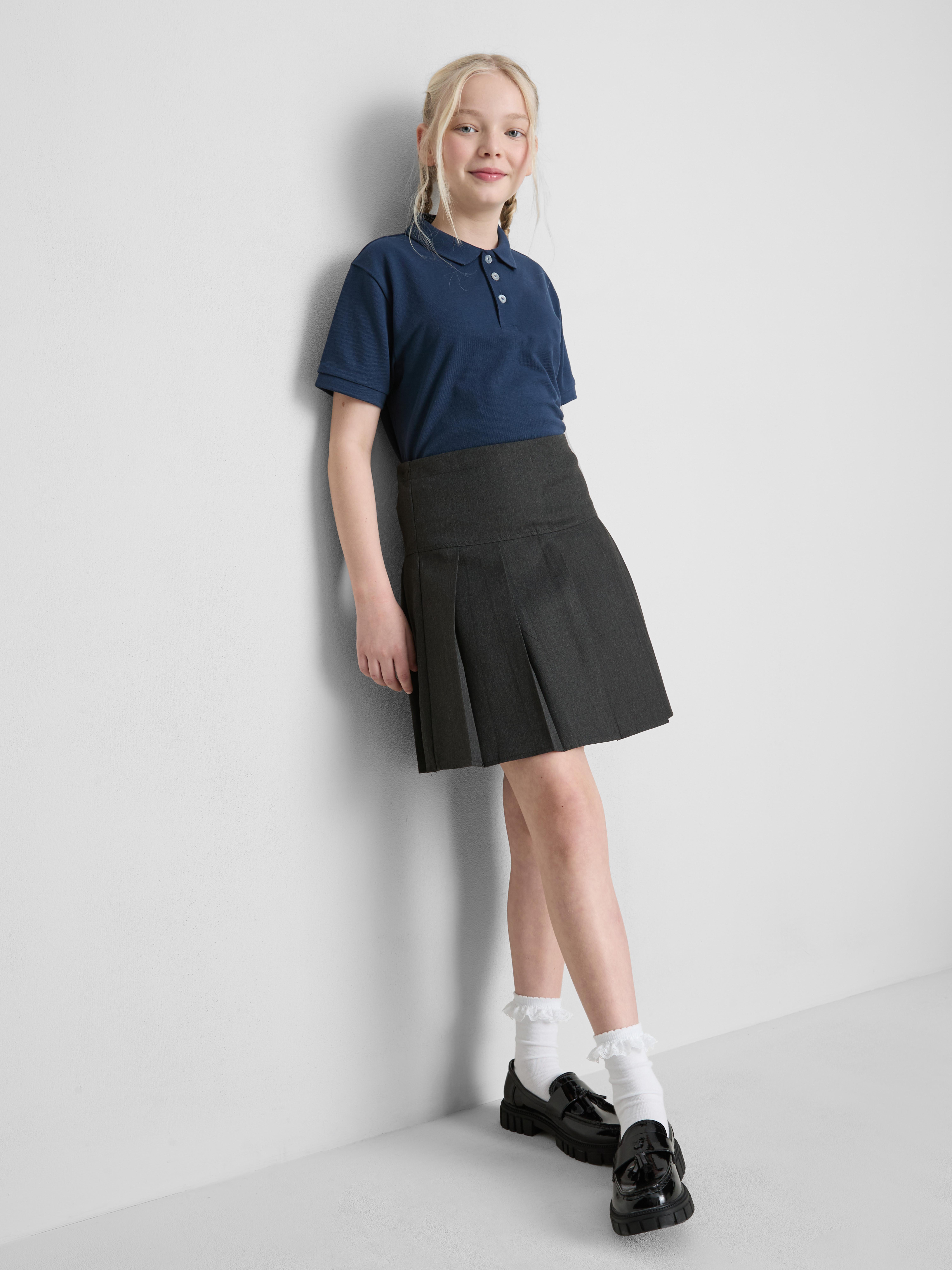7-15yrs | 2pk Pleated School Skirts Charcoal