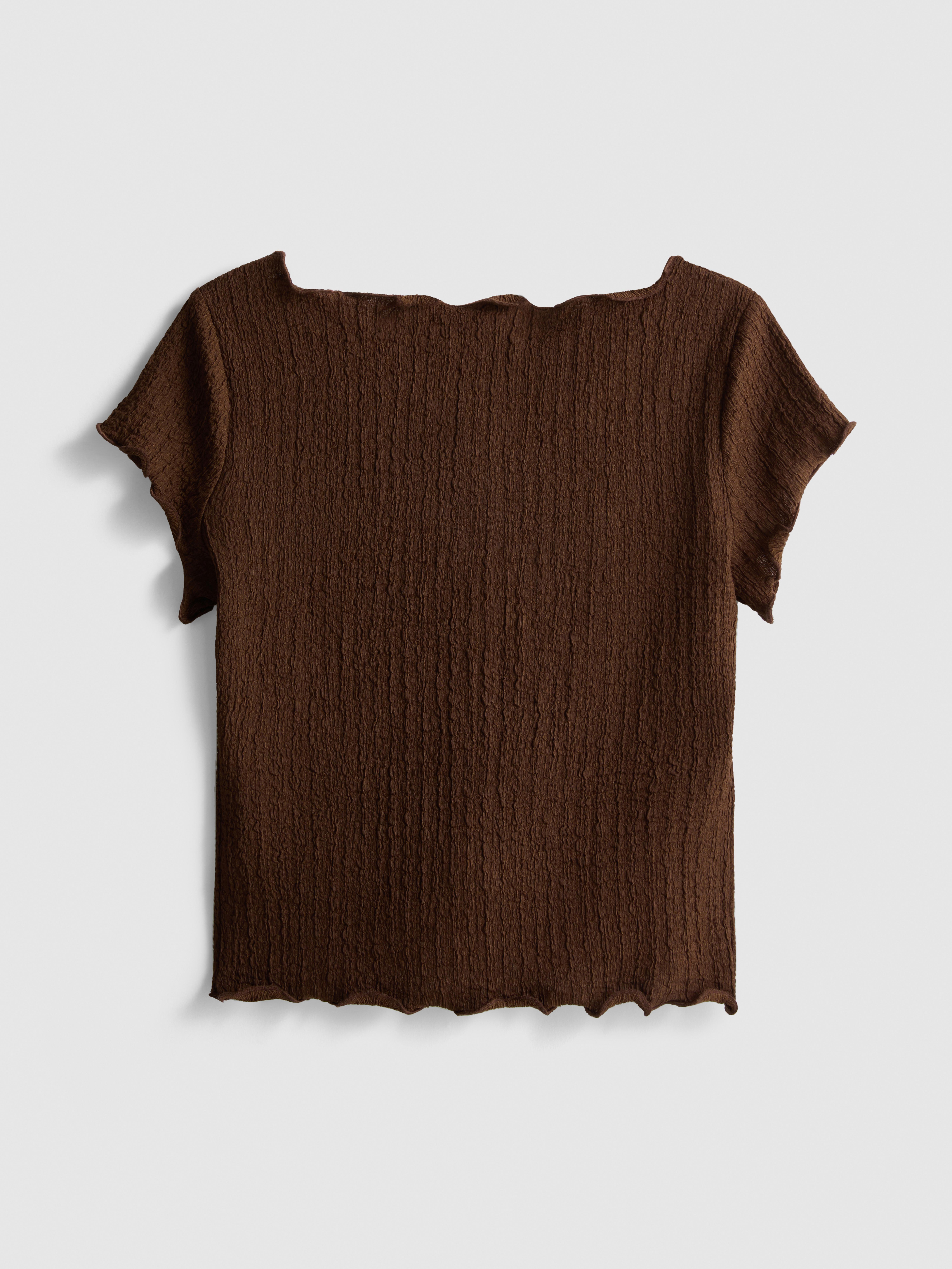 7-15 anos | Blusa rebordo franzido textura enrugada