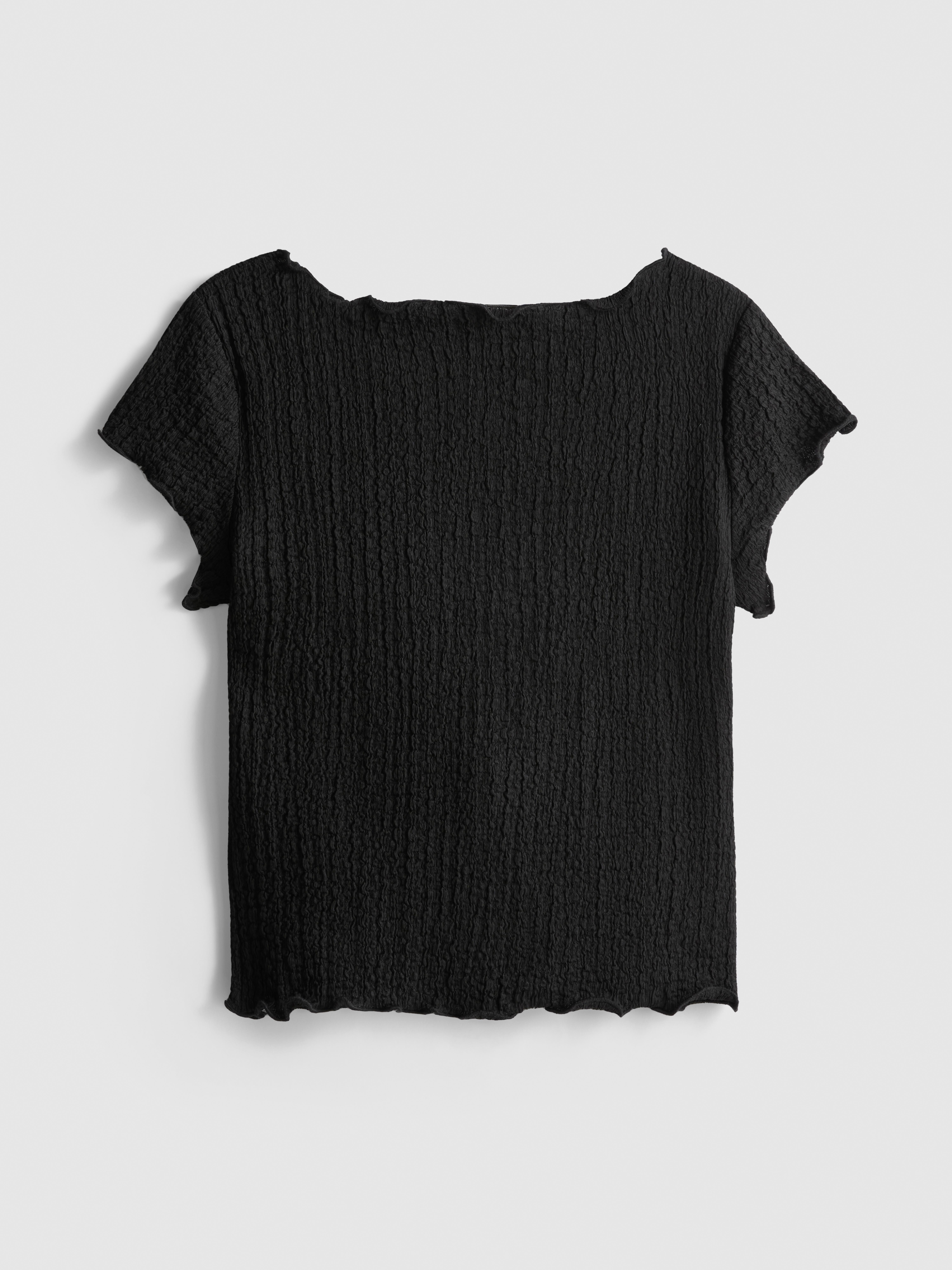 7-15yrs | Crinkle-Textured Lettuce-Edge Blouse