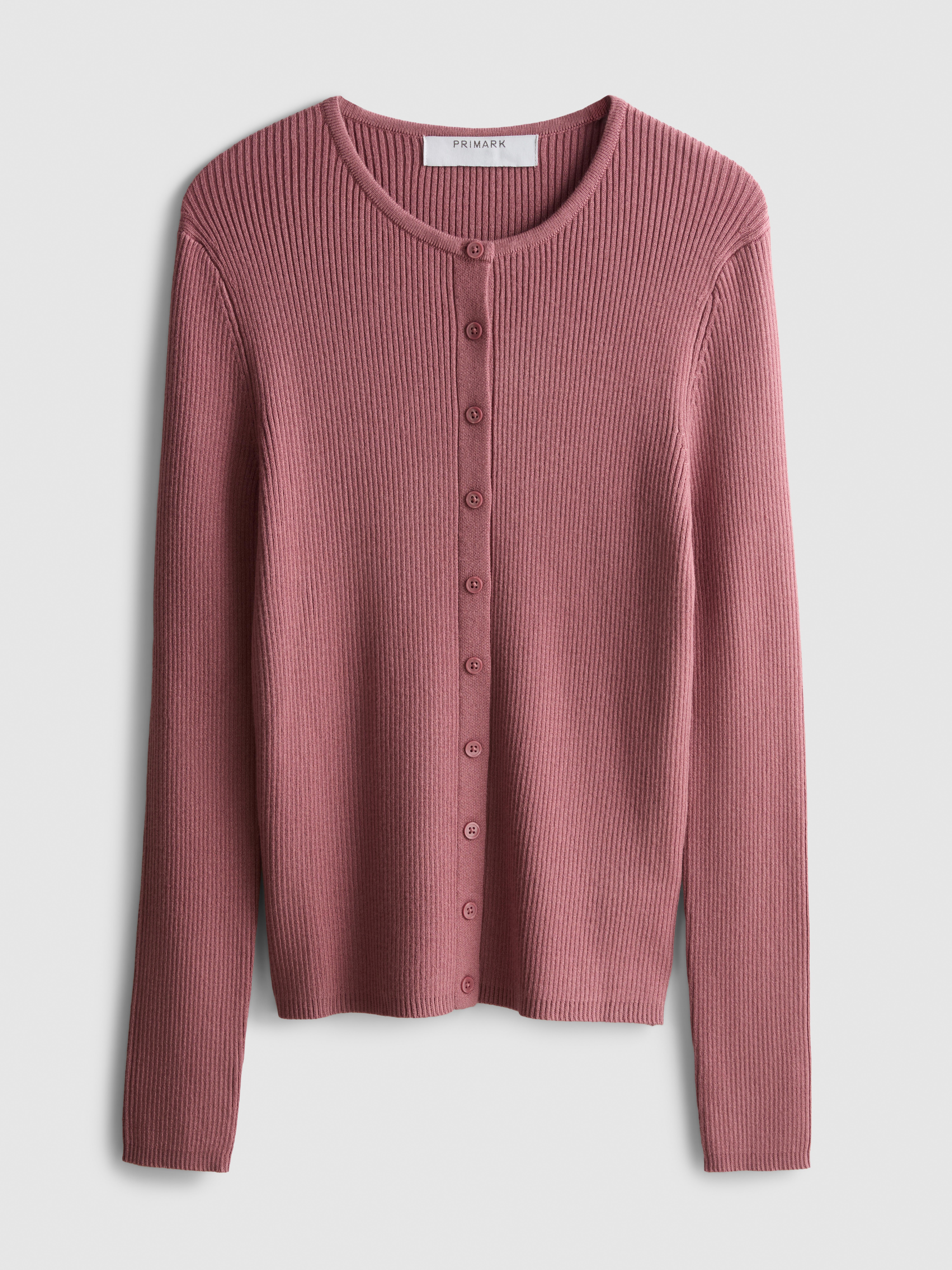 Ribbed Round Neck Cardigan