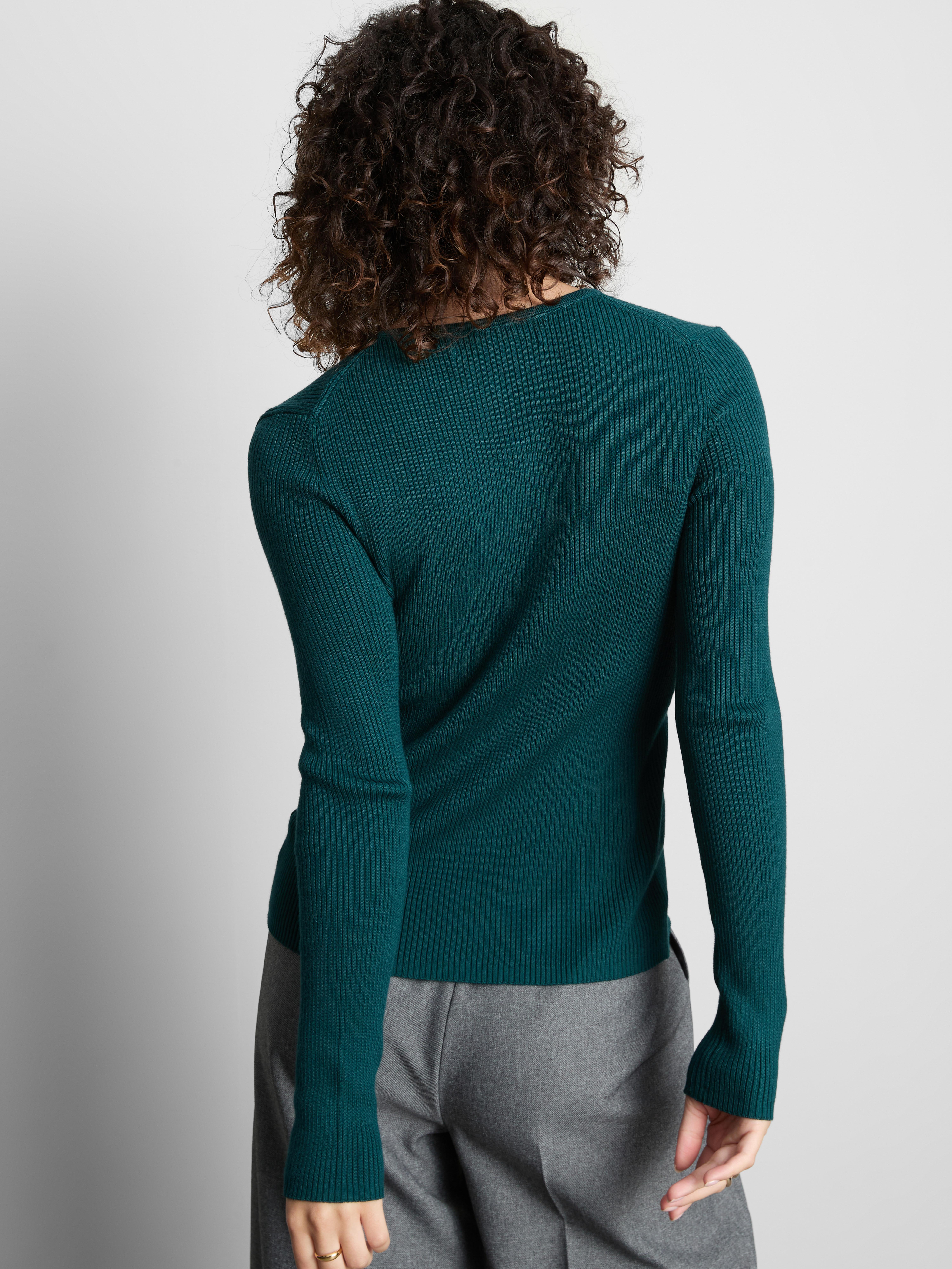 Ribbed Round Neck Cardigan
