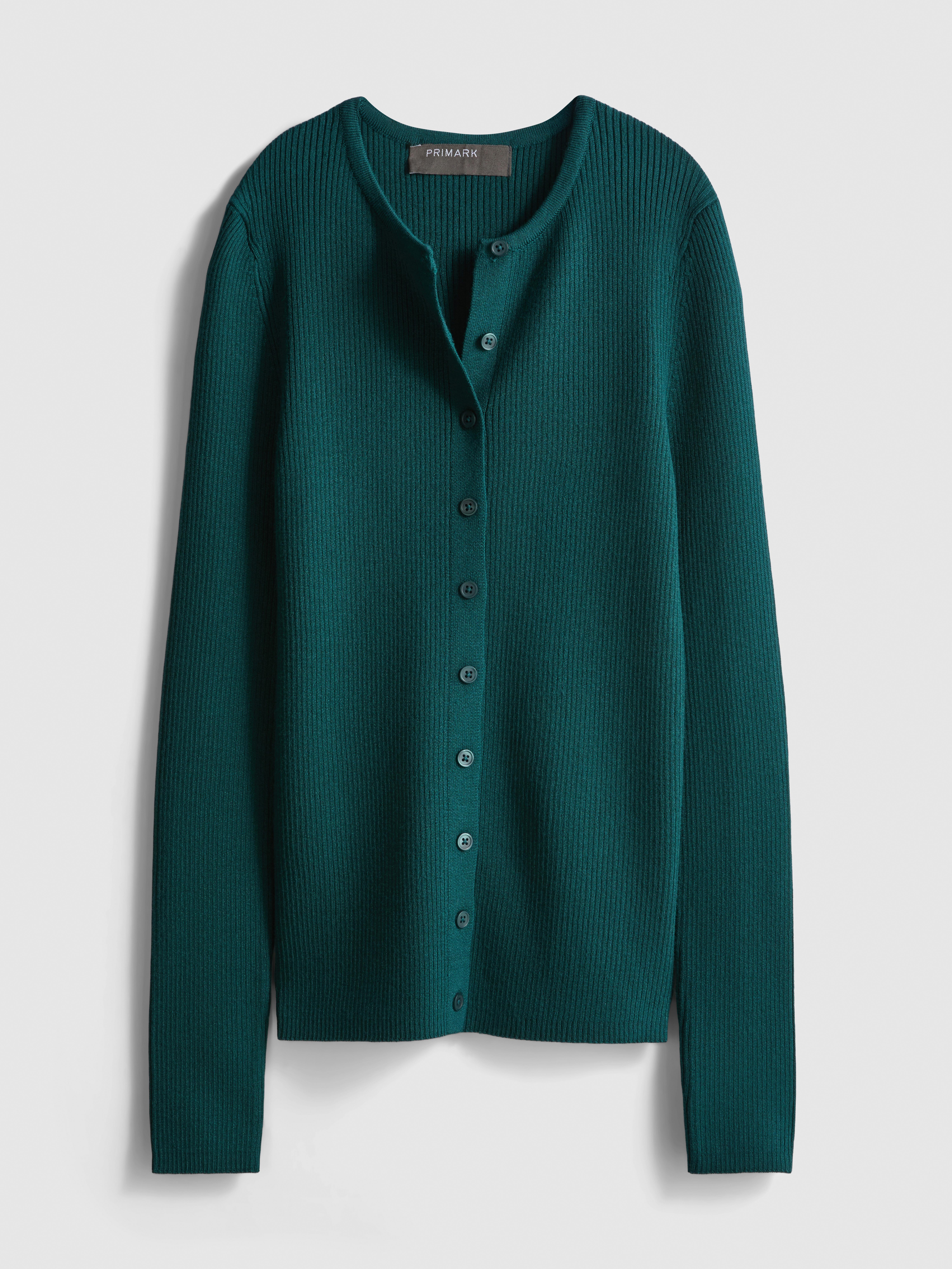 Ribbed Round Neck Cardigan
