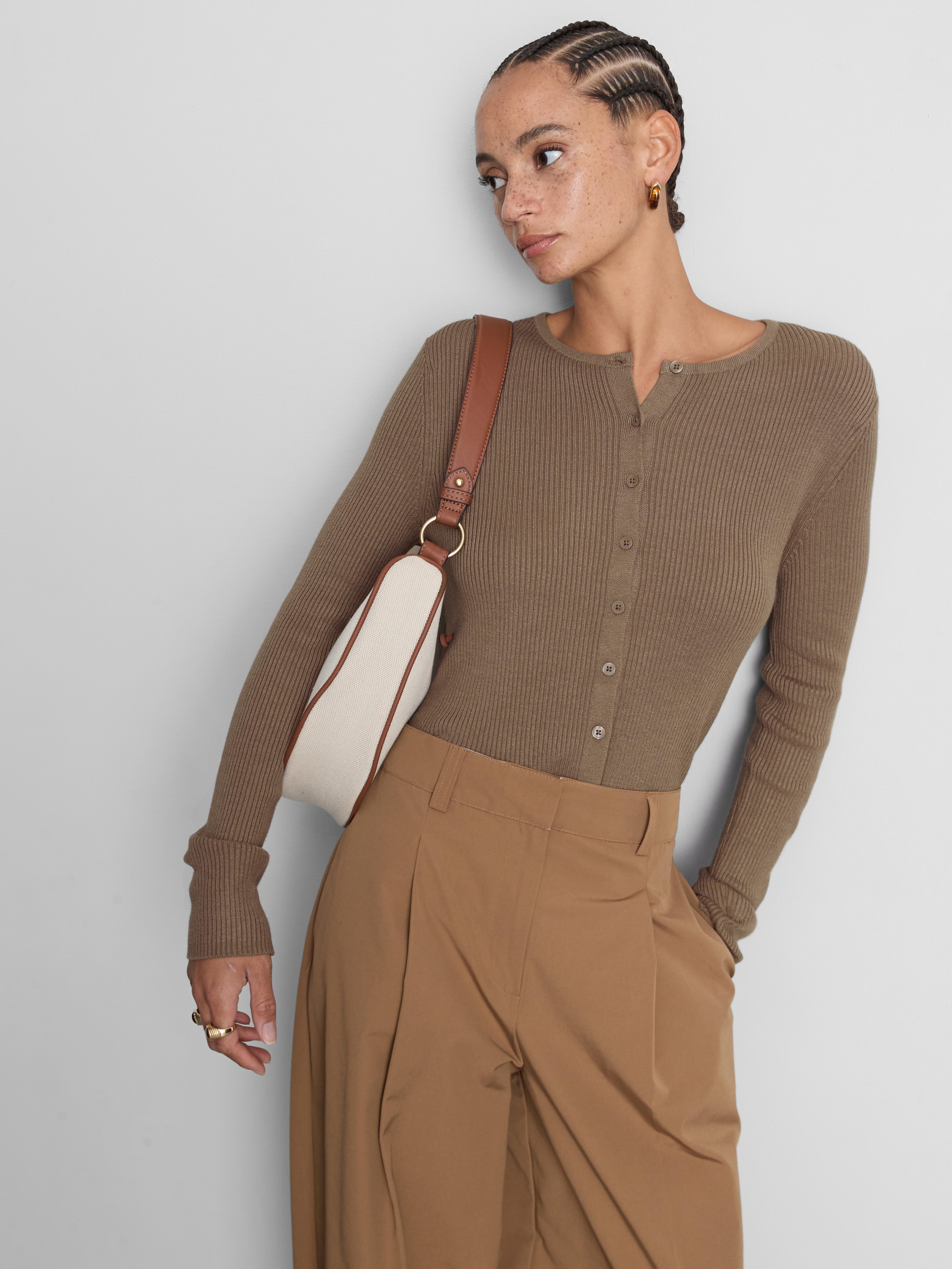 Cardigan girocollo a coste