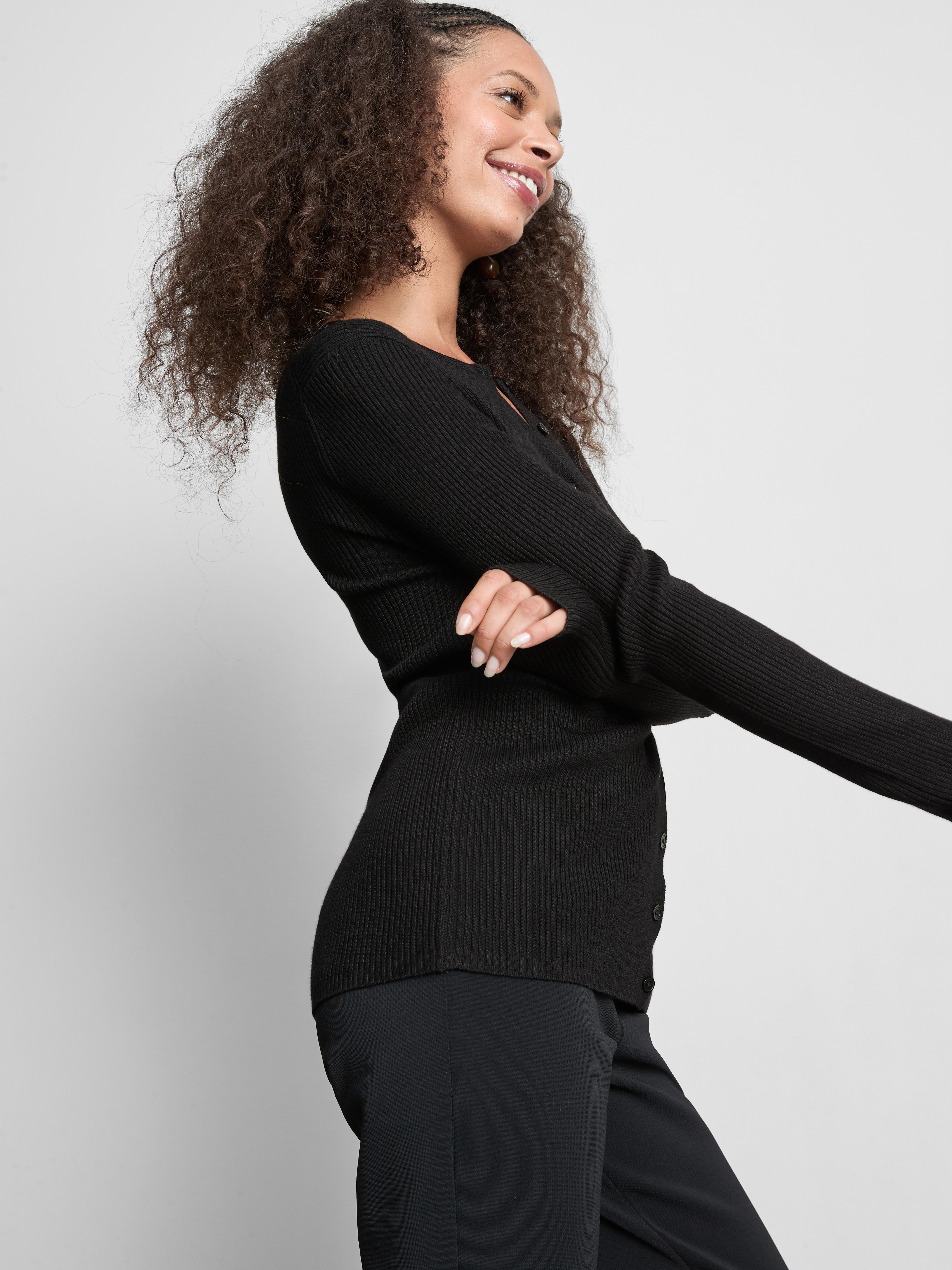 Ribbed Round Neck Cardigan