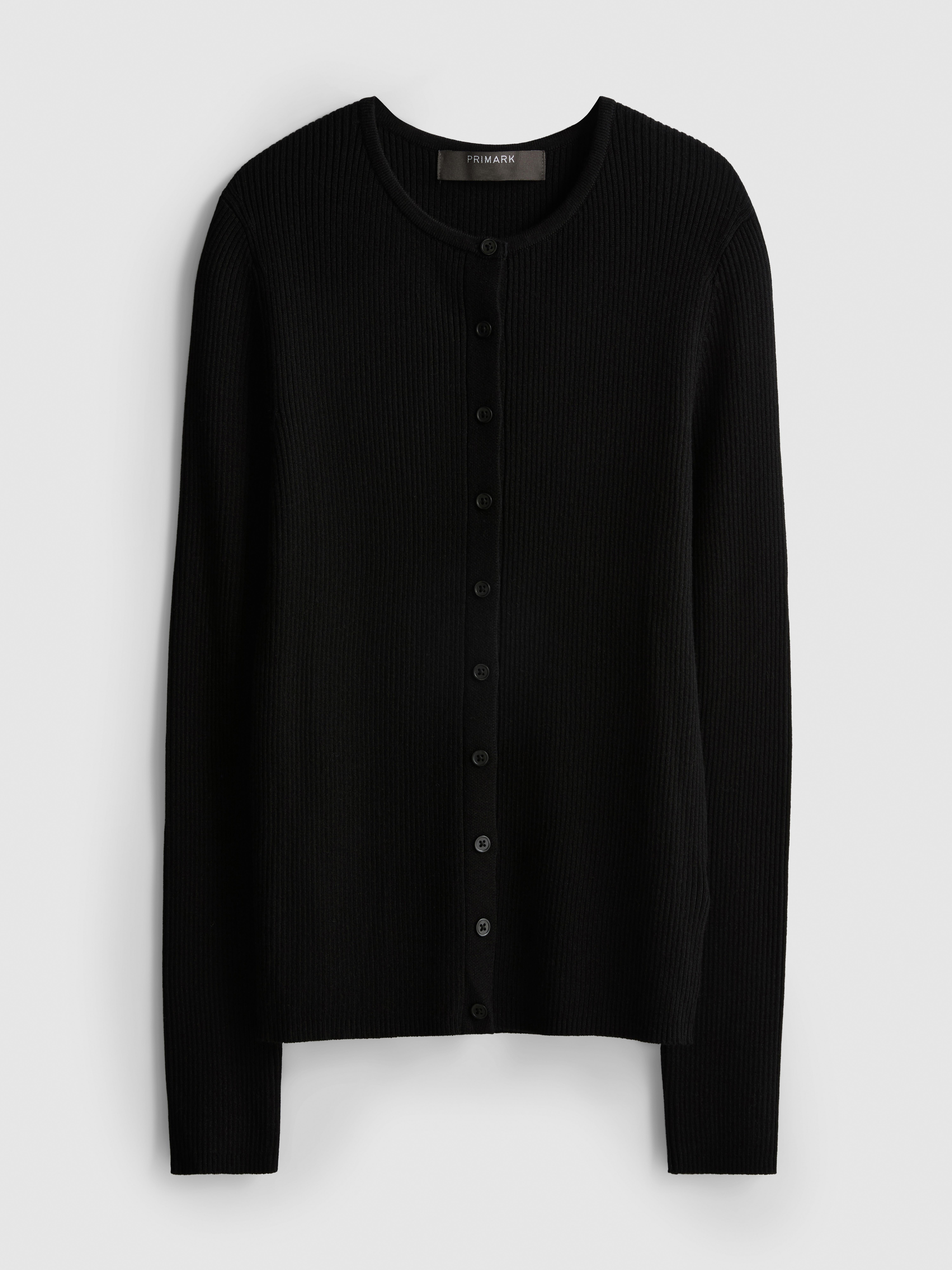 Ribbed Round Neck Cardigan