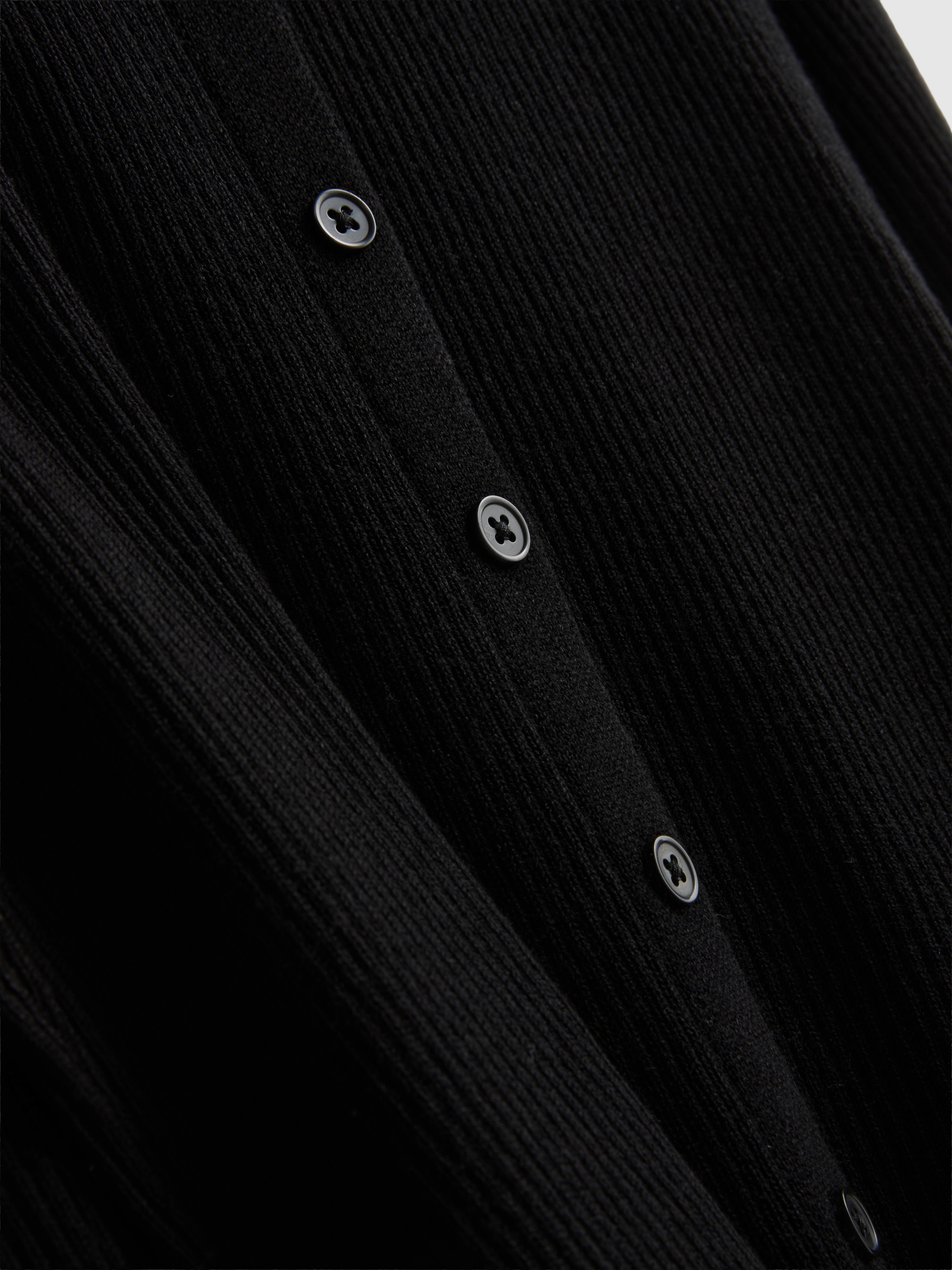 Ribbed Round Neck Cardigan