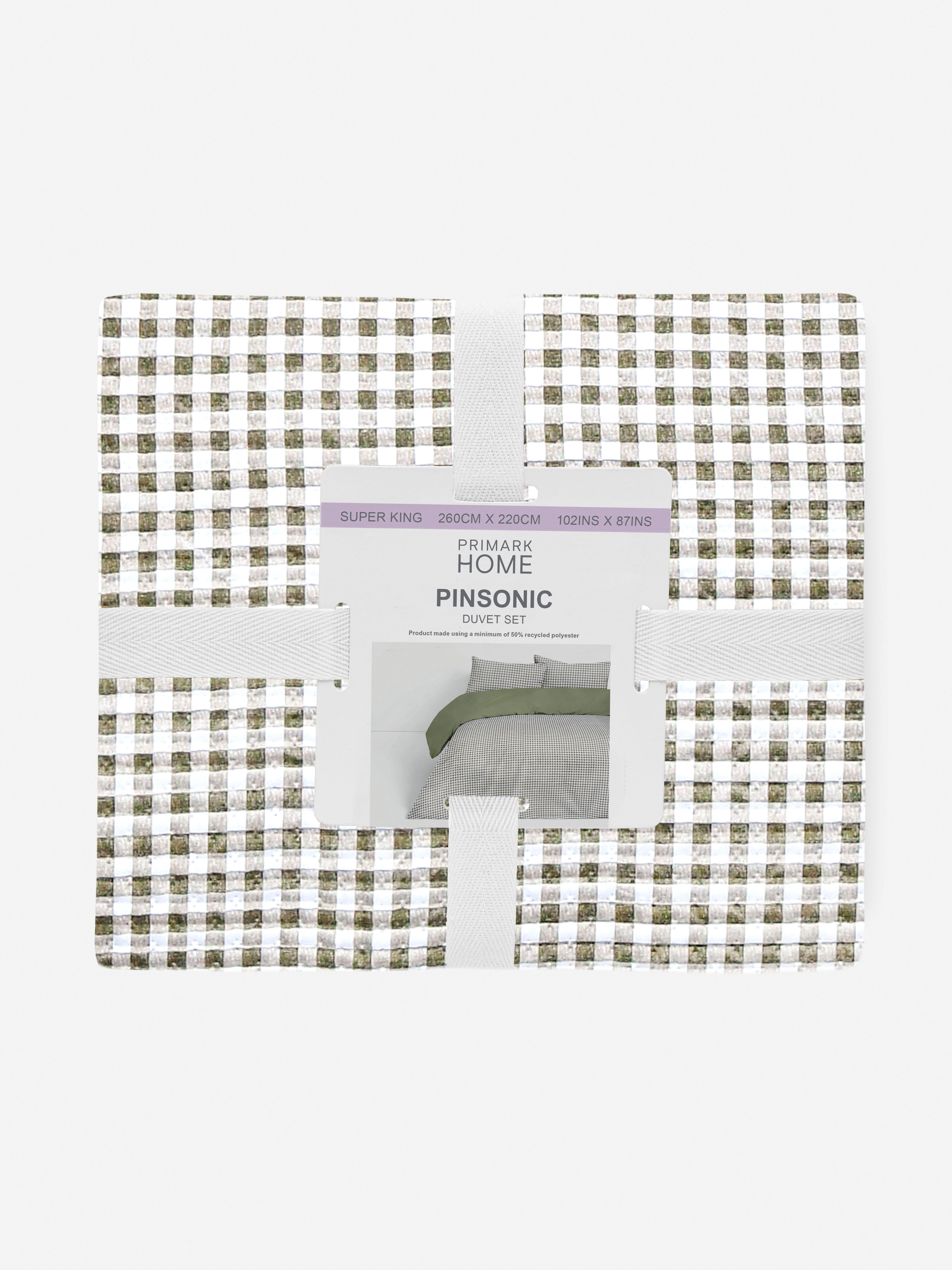 Gingham Pinsonic Super King Duvet Cover Set