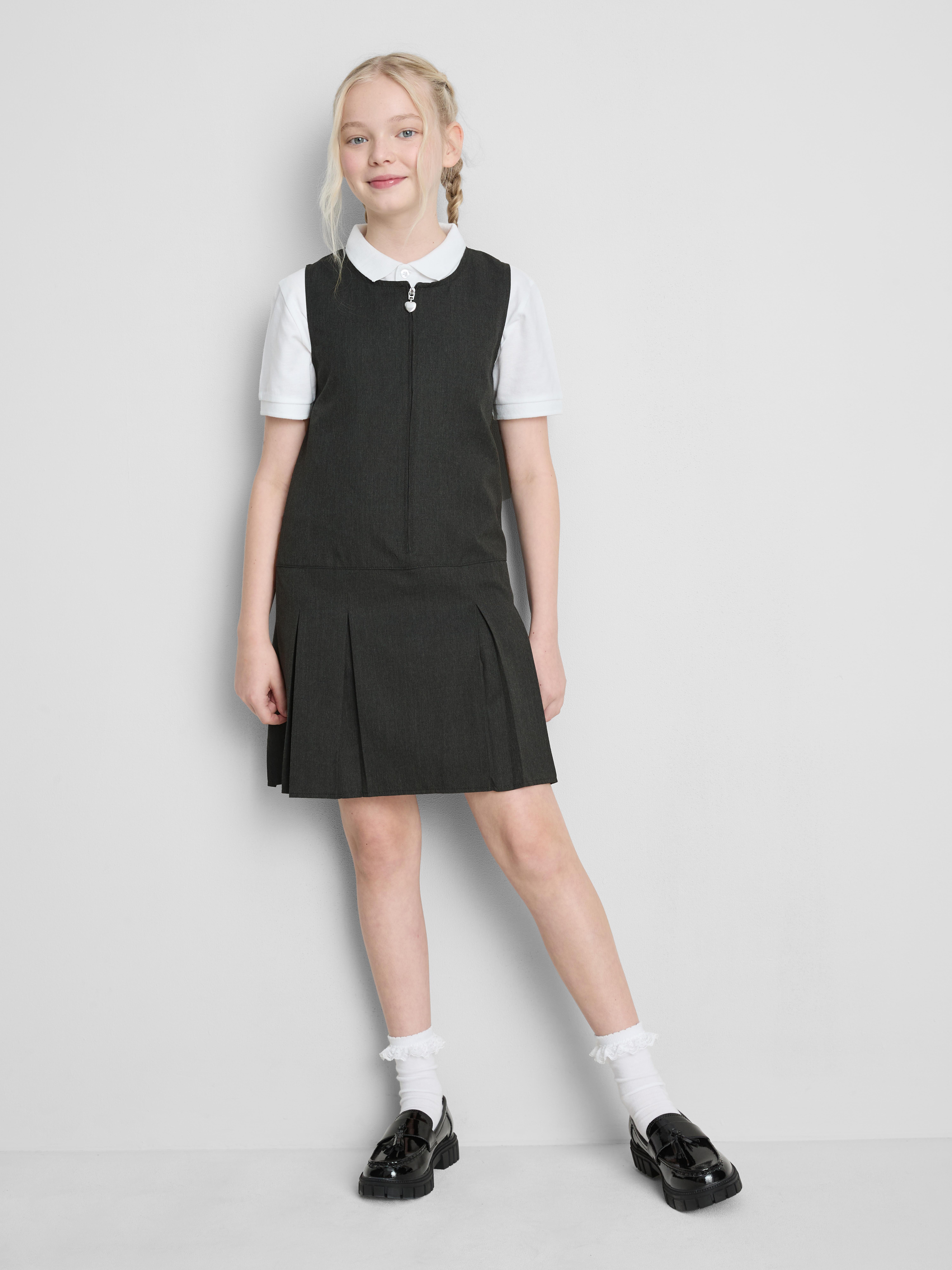 7-15yrs | 2pk Pleated Pinafore School Dresses