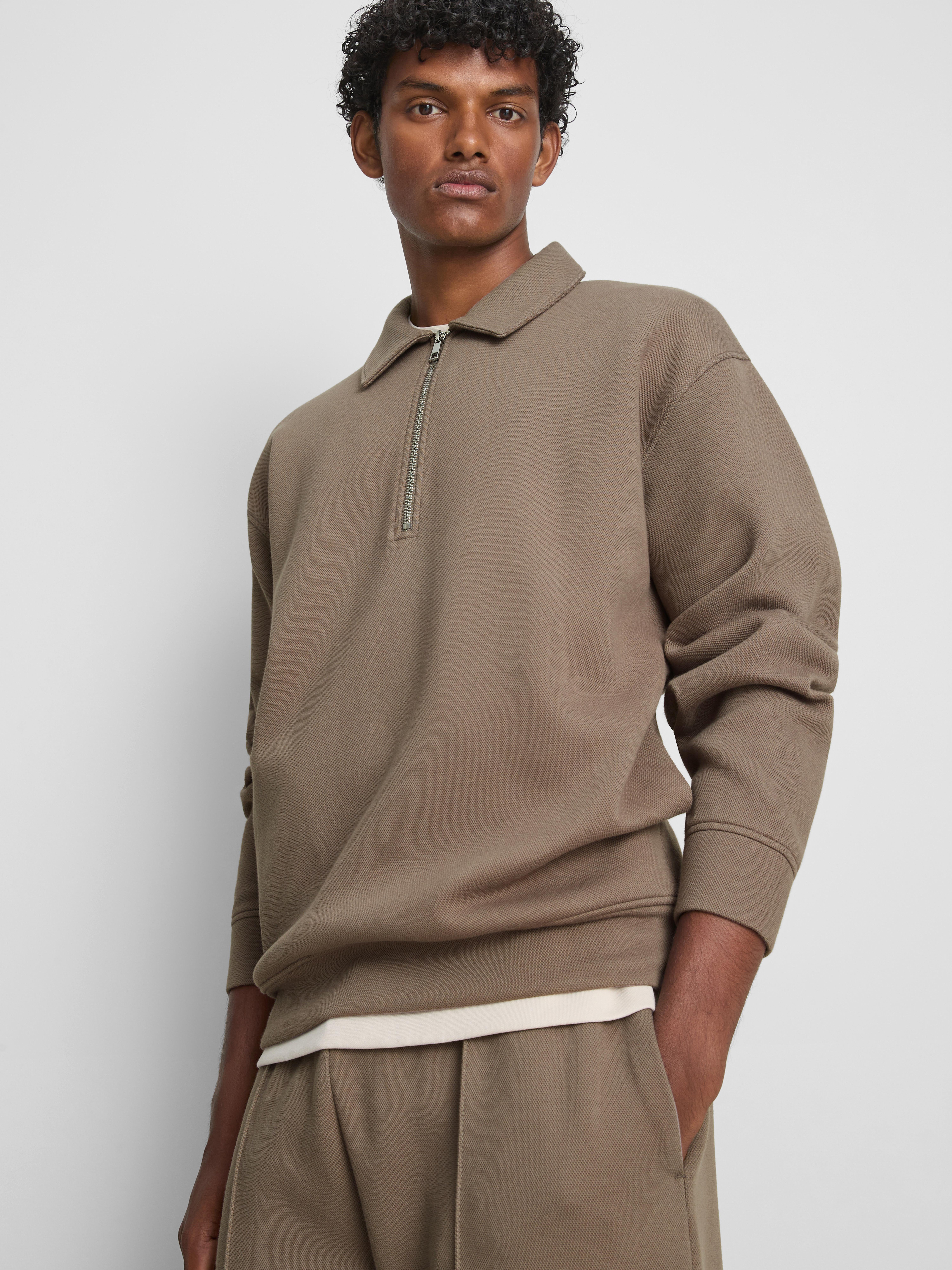 The Edit Quarter Zip Sweatshirt Stone