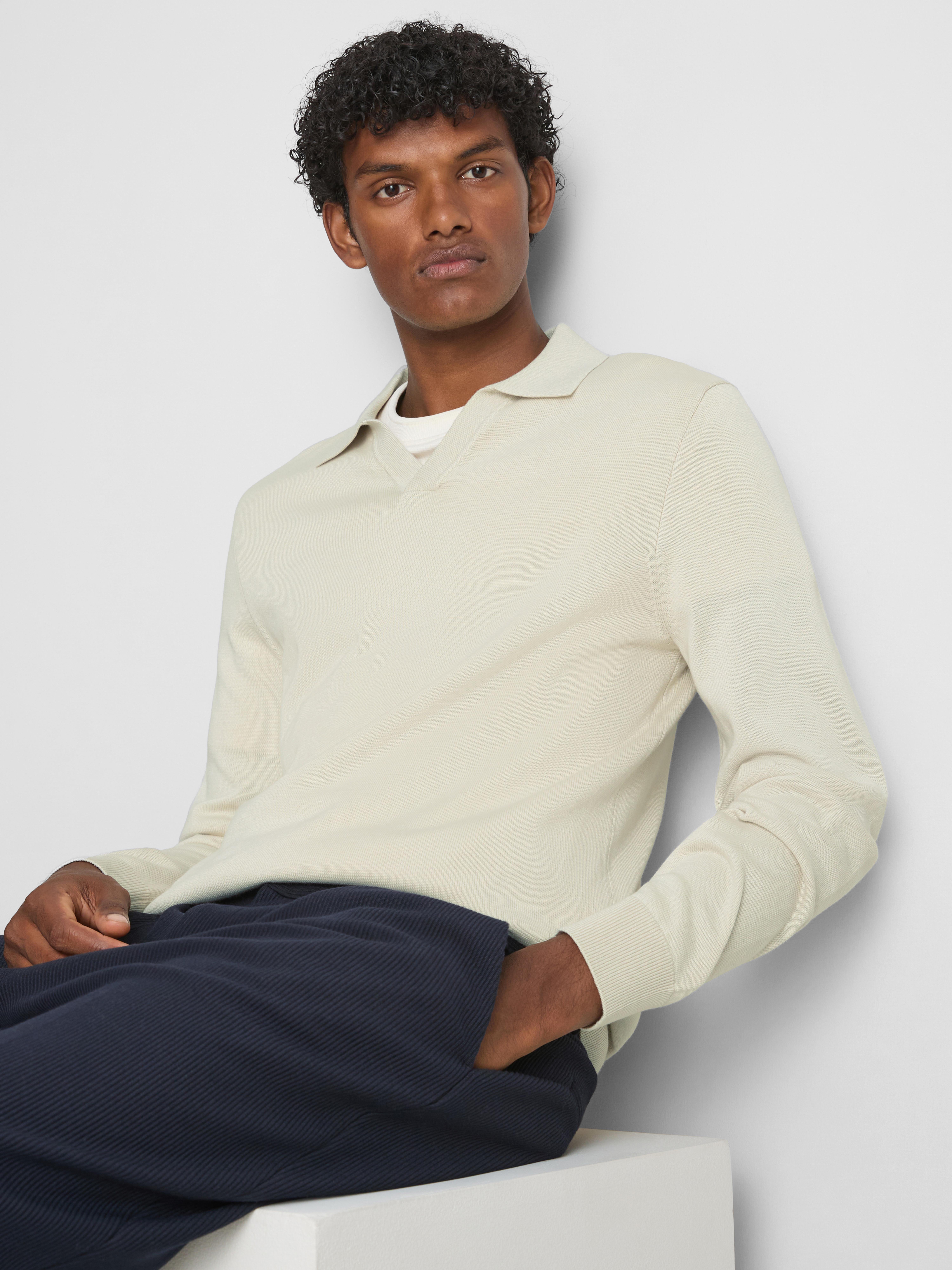 Tricou polo din tricot, cu mânecă lungă