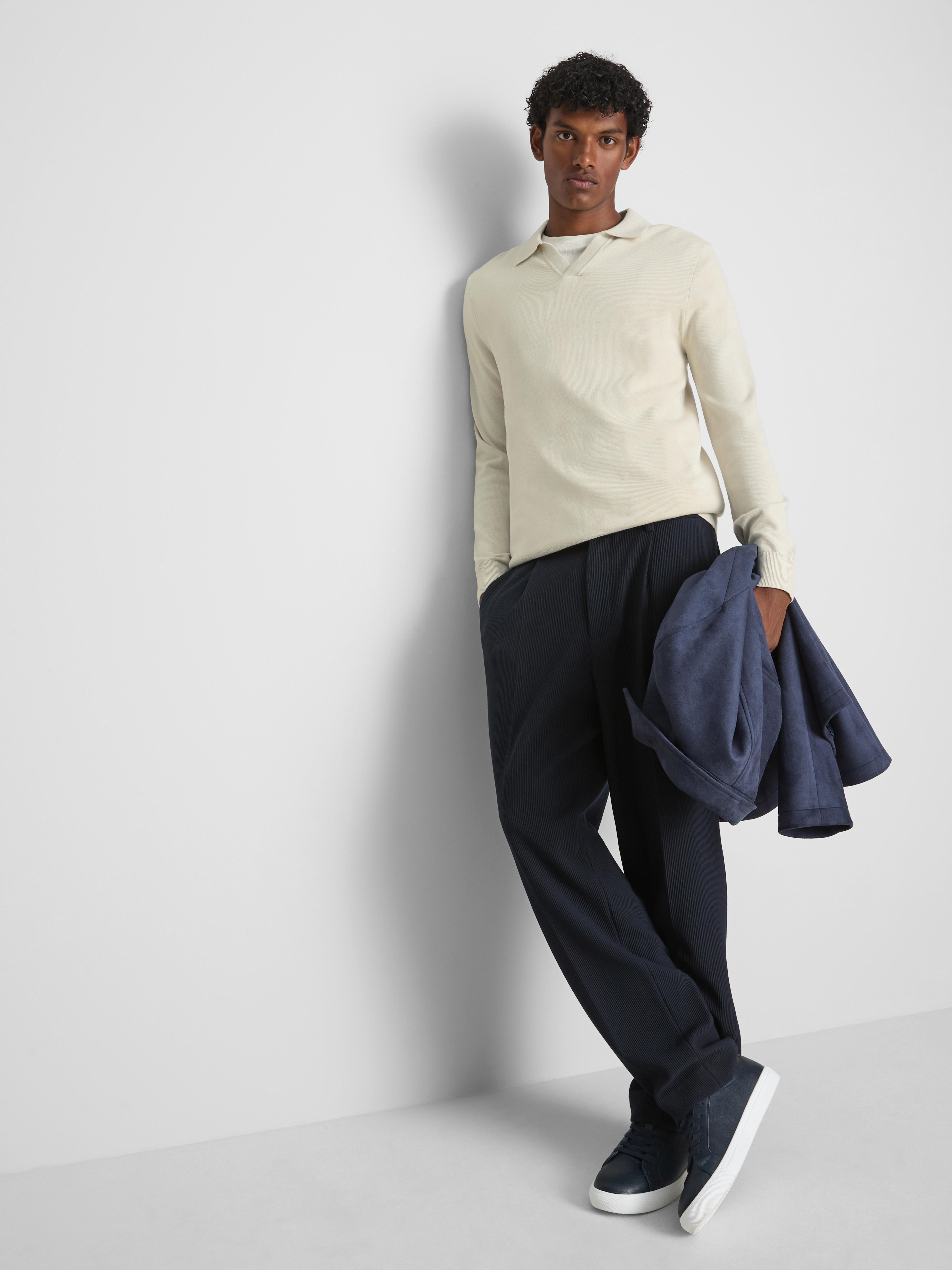 Gebreid poloshirt met lange mouwen