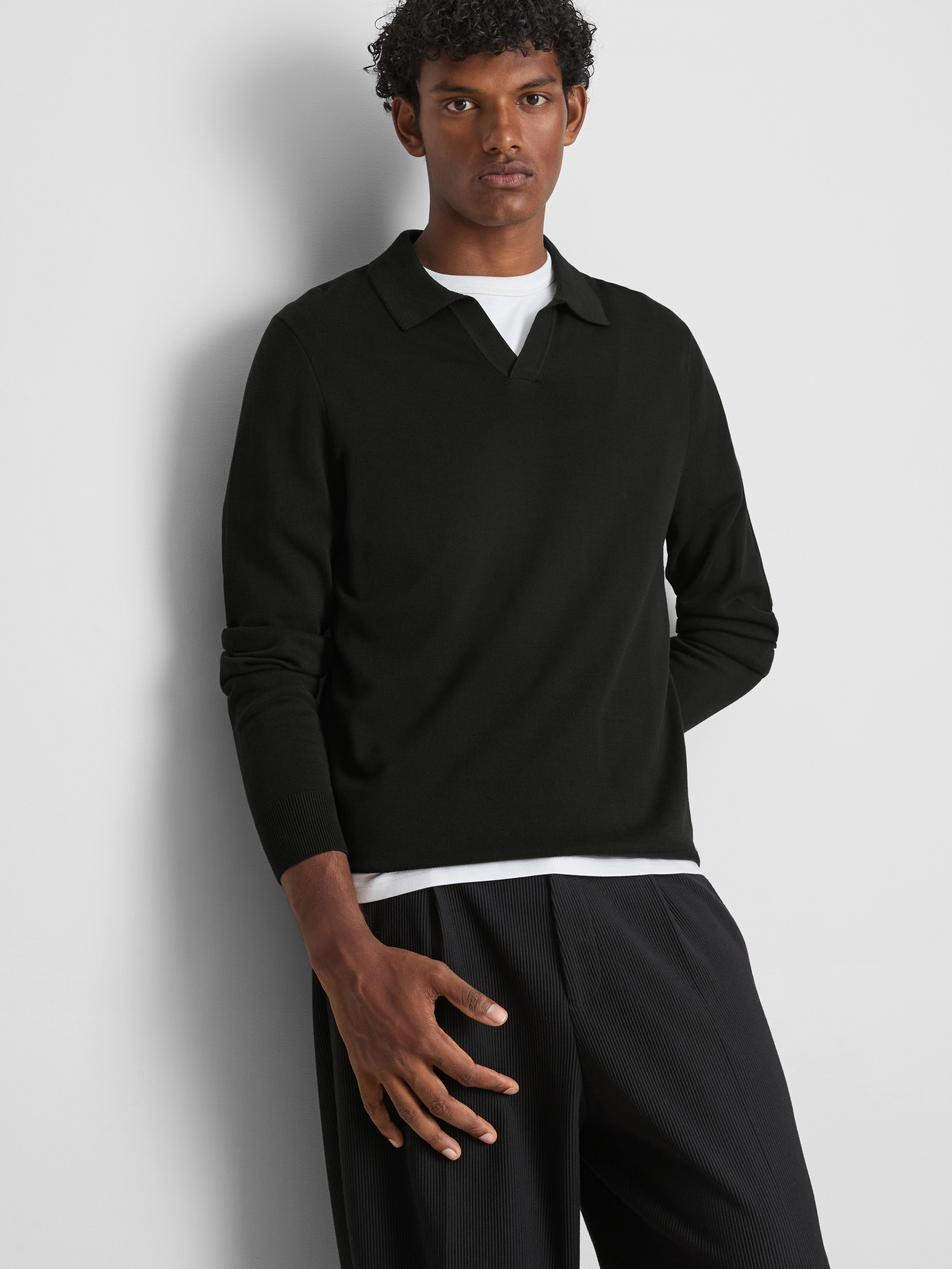 Knitted Long-Sleeve Polo Shirt