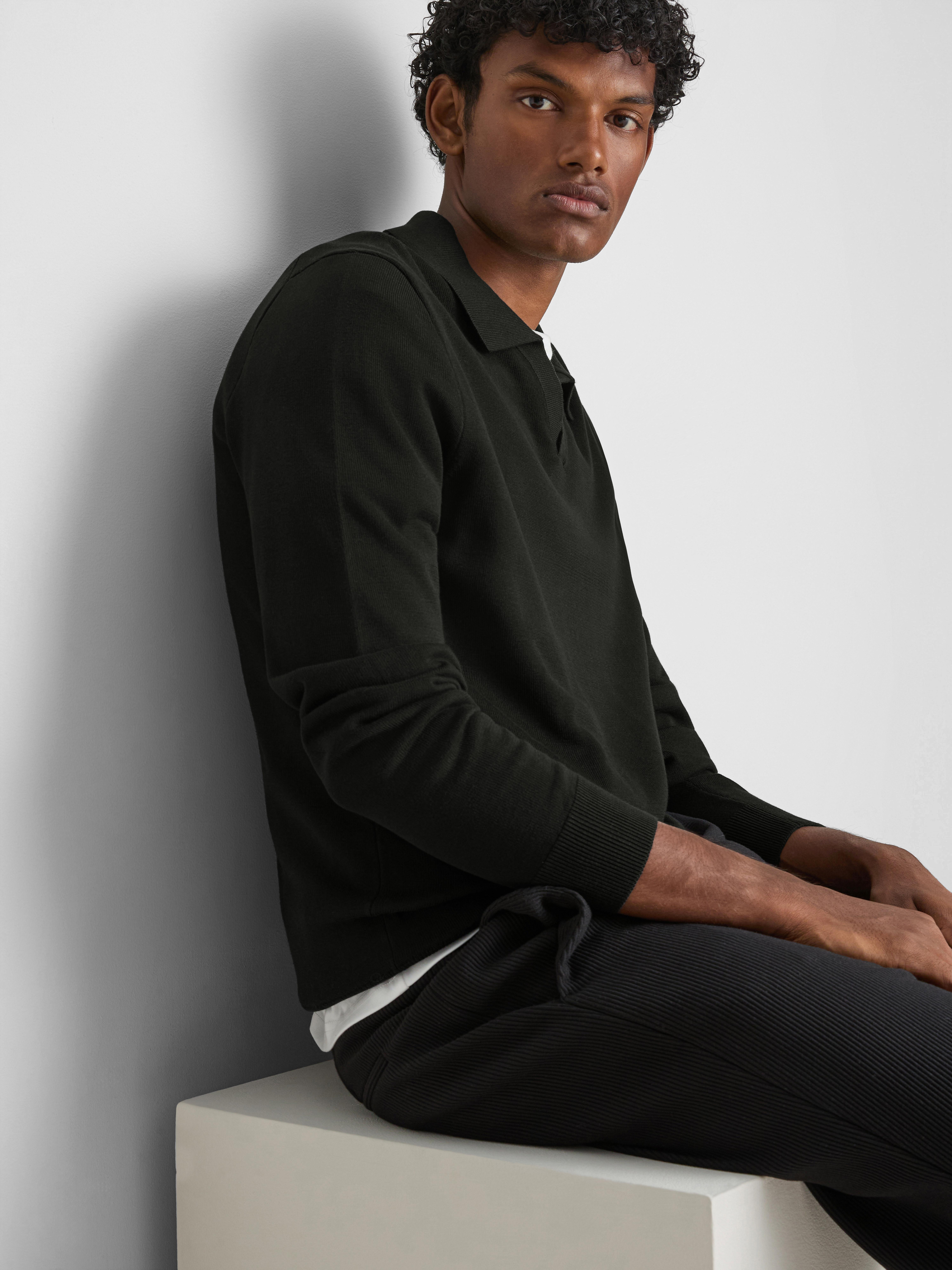 Knitted Long-Sleeve Polo Shirt