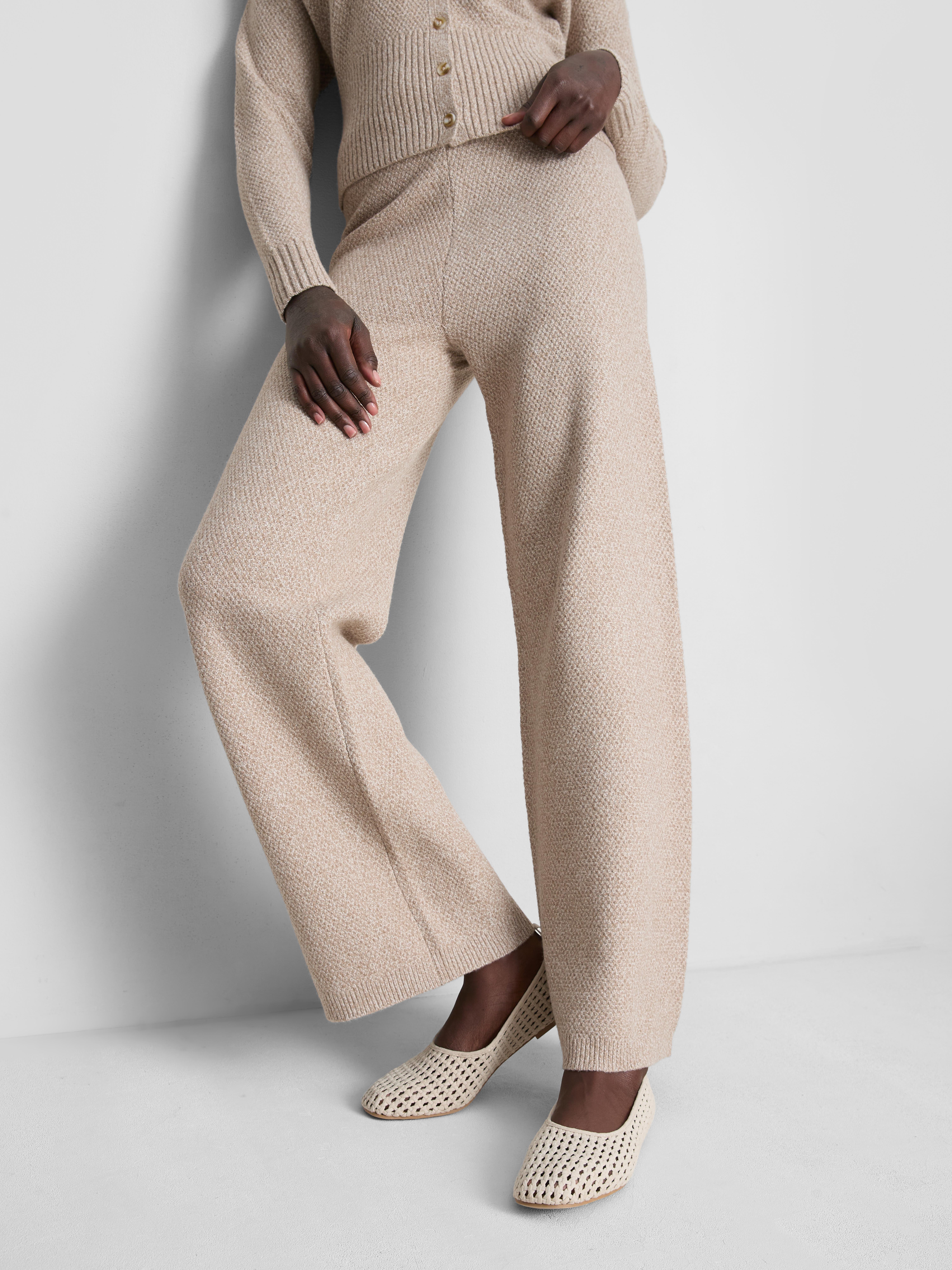 Pantaloni mélange lavorati a maglia