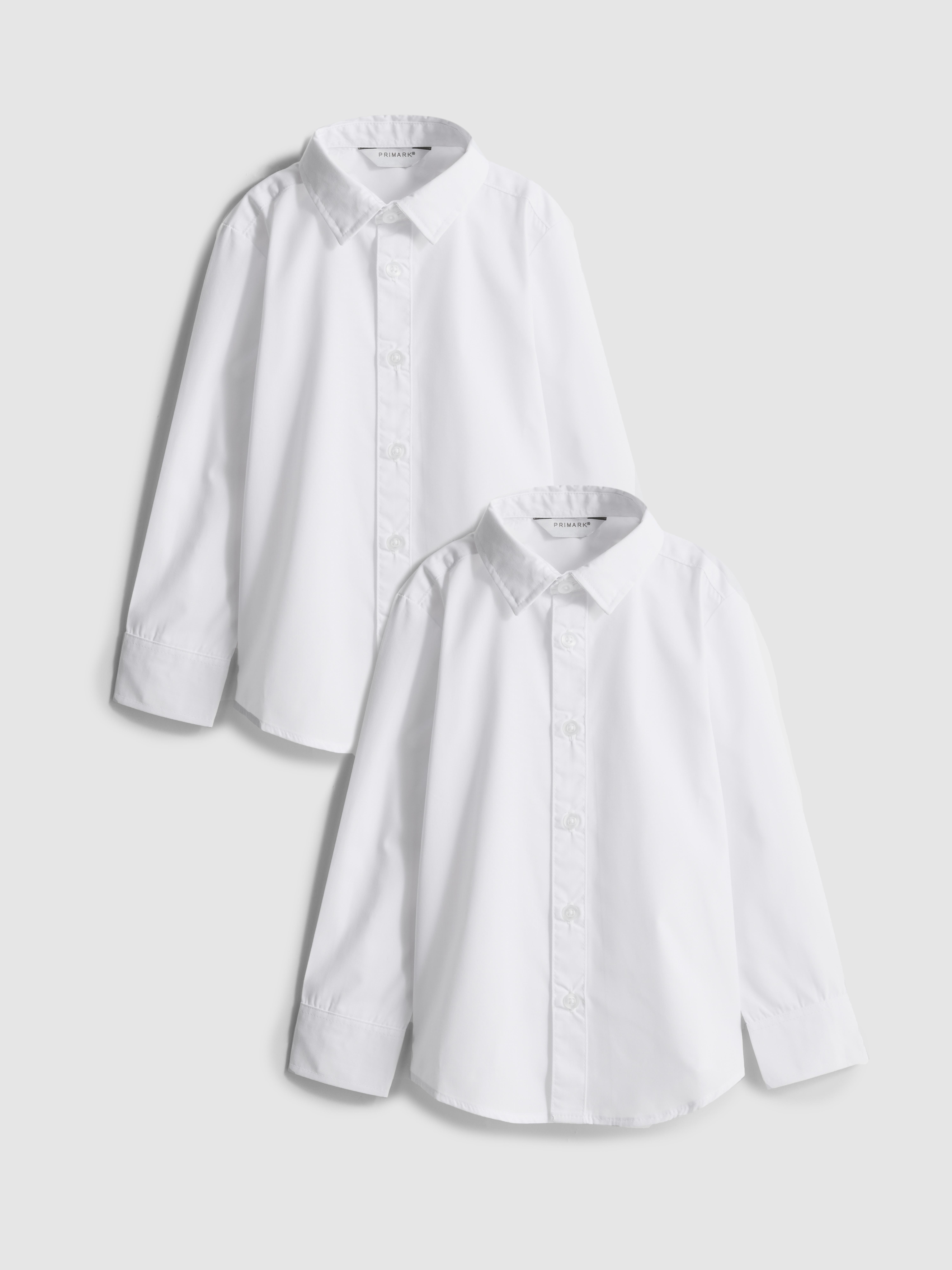 3-7yrs | 2pk Unisex Cotton Blend Long Sleeve School Shirts White