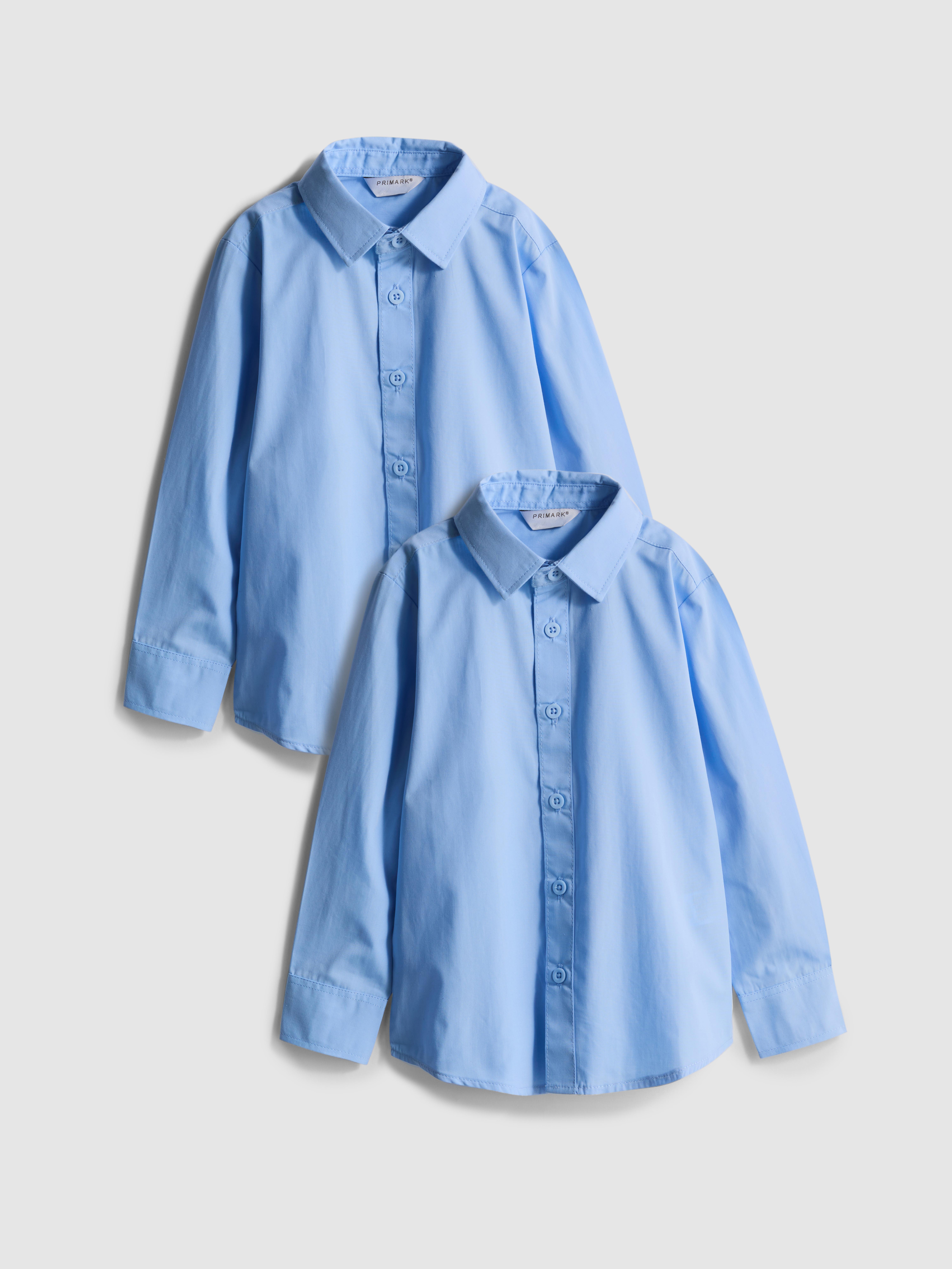 3-7yrs | 2pk Unisex Cotton Blend Long Sleeve School Shirts
