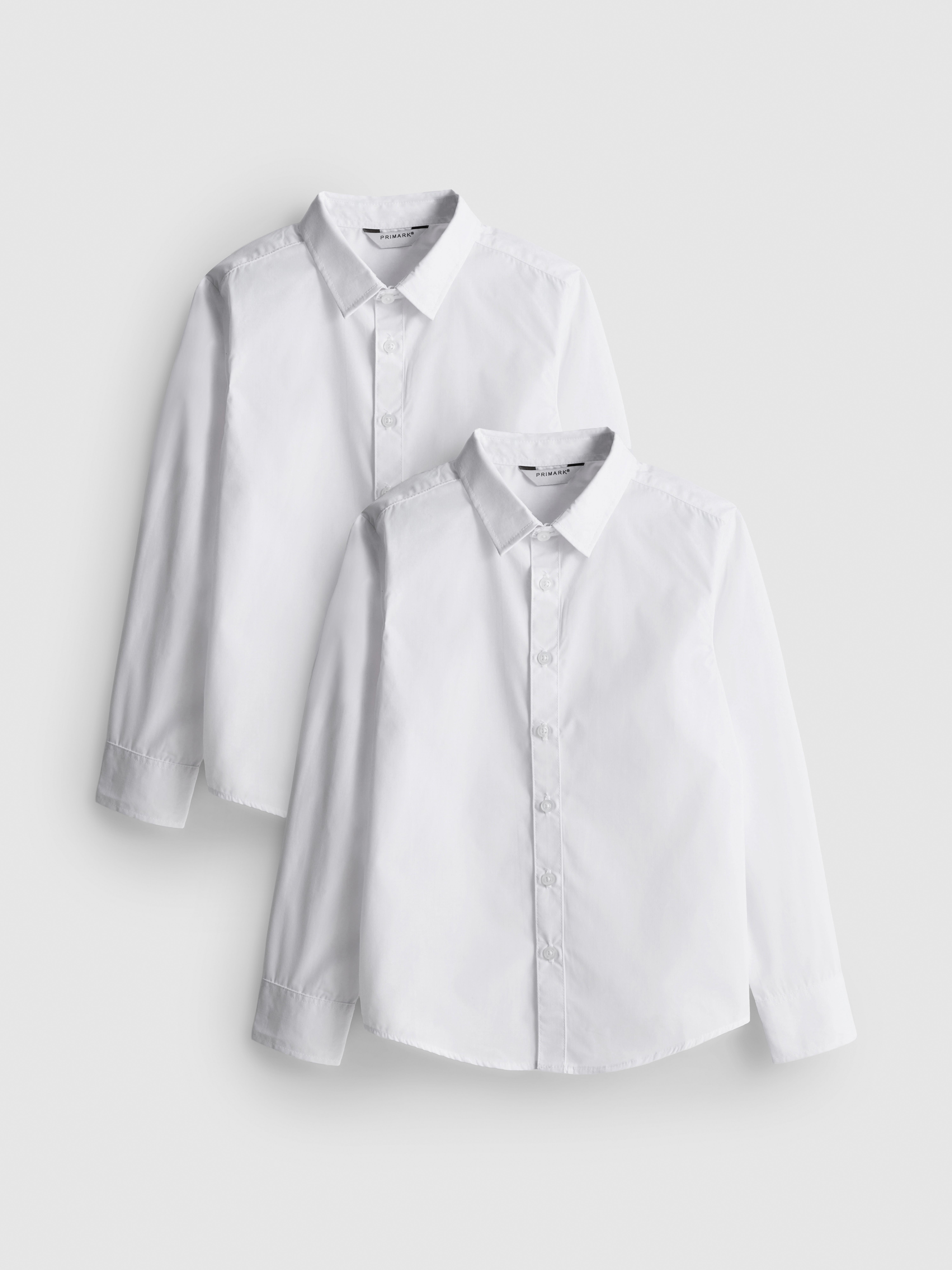 7-15yrs | 2pk Unisex Cotton Blend Long Sleeve School Shirts