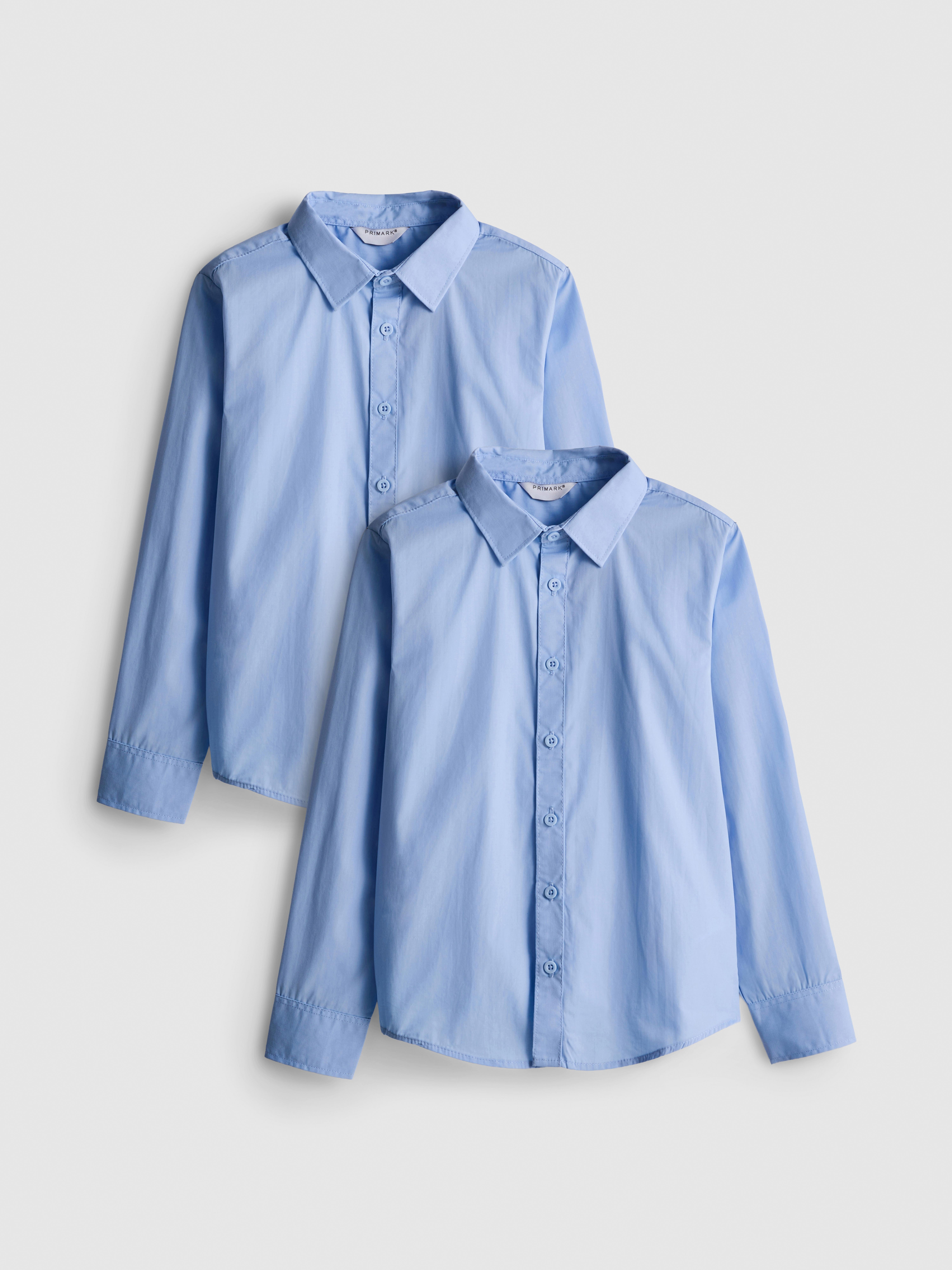 7-15yrs | 2pk Unisex Cotton Blend Long Sleeve School Shirts