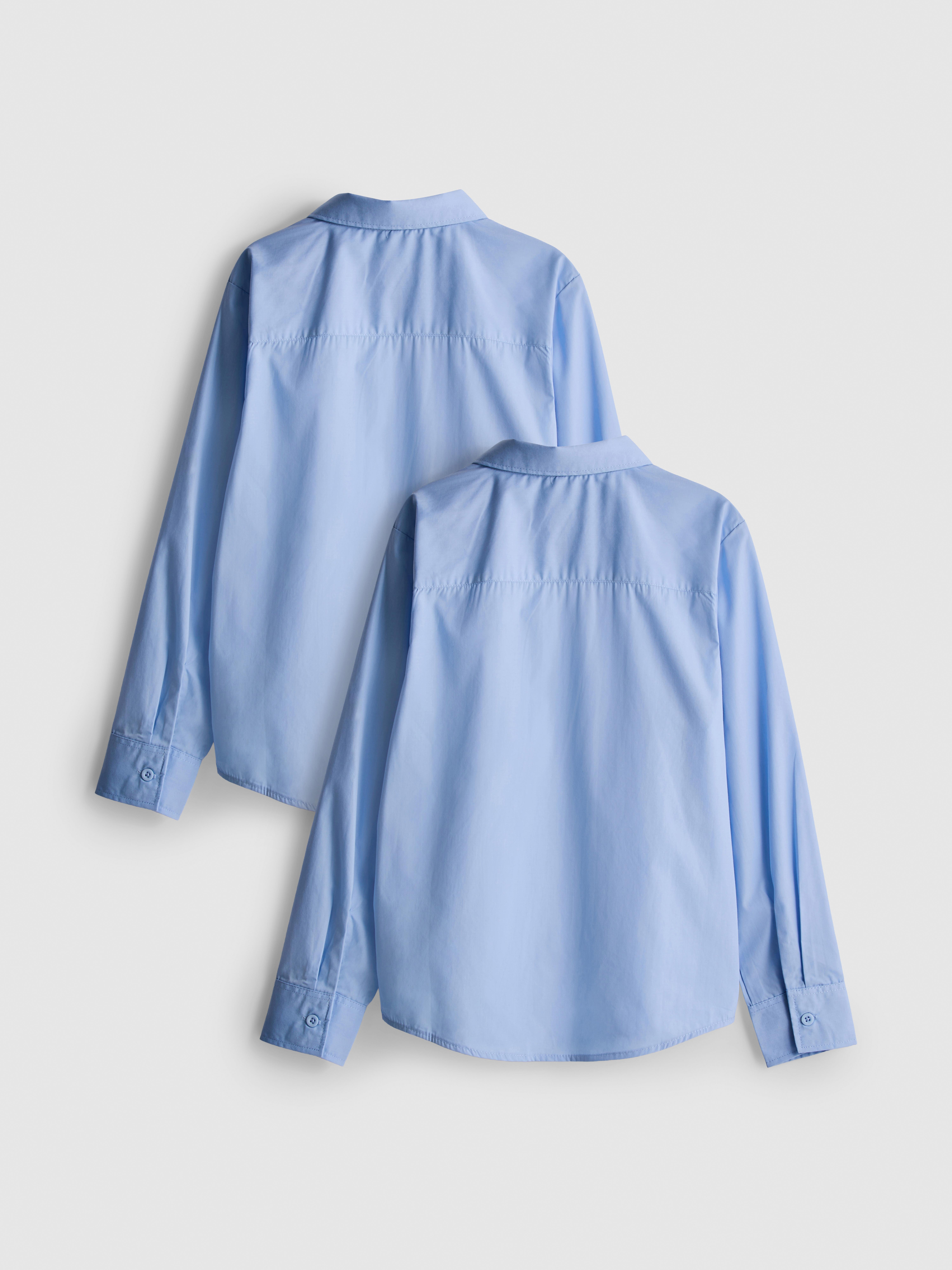 7-15yrs | 2pk Unisex Cotton Blend Long Sleeve School Shirts