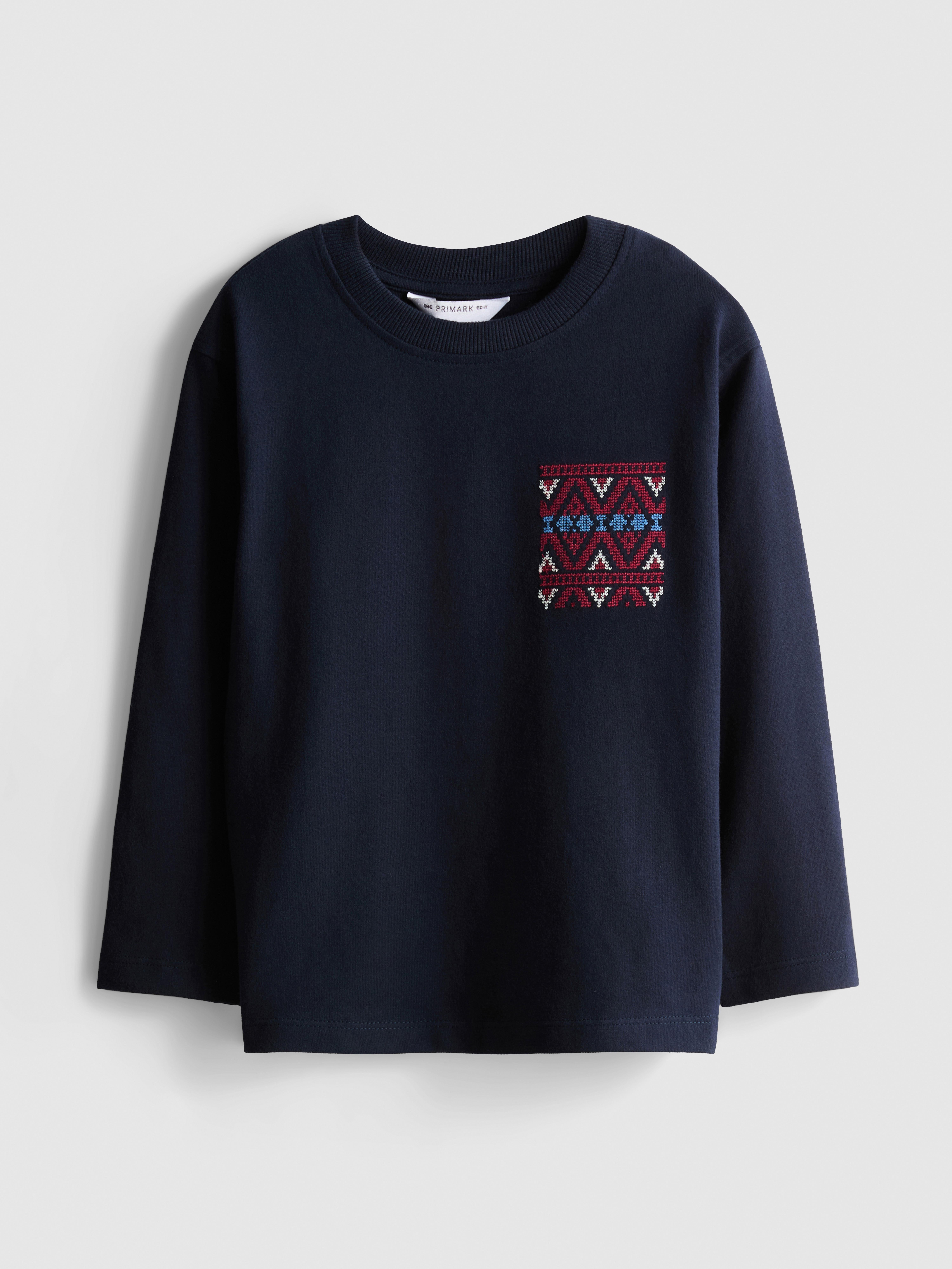 1-12yrs | The Edit Pure Cotton Embroidered Long-Sleeve T-Shirt