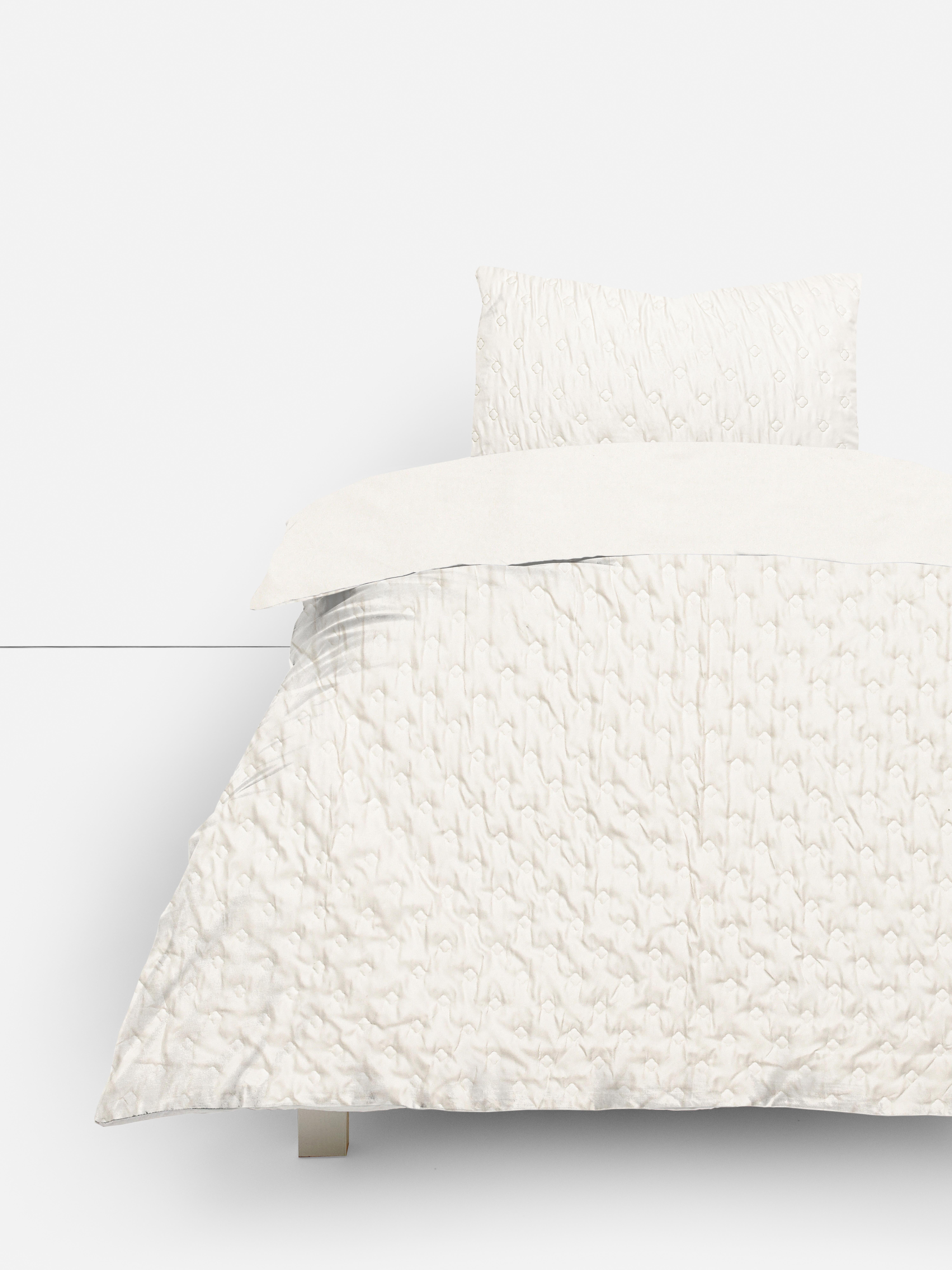 Conjunto capa edredão solteiro textura pinsonic Creme
