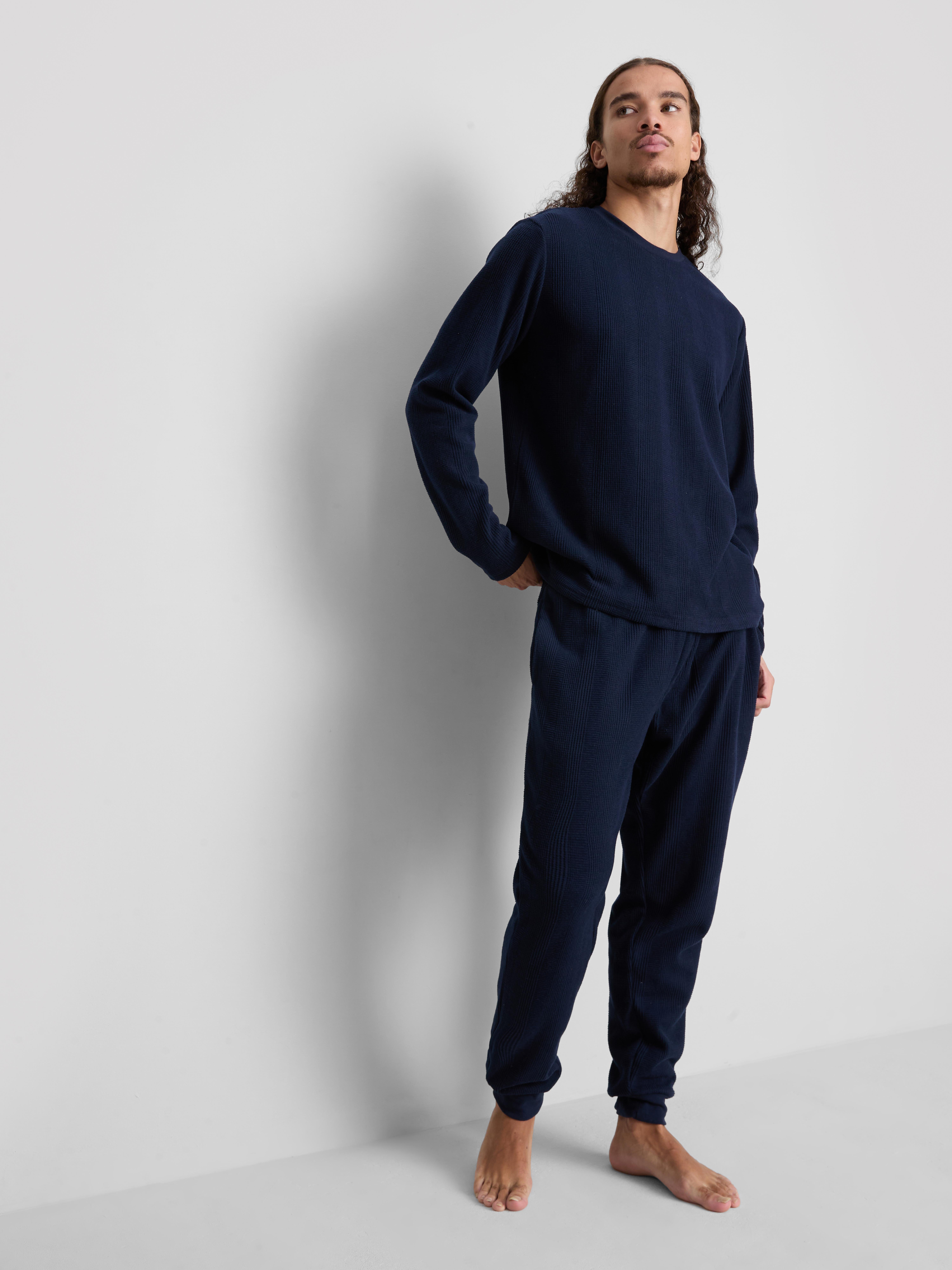 Waffle Textured Long Pajama Set