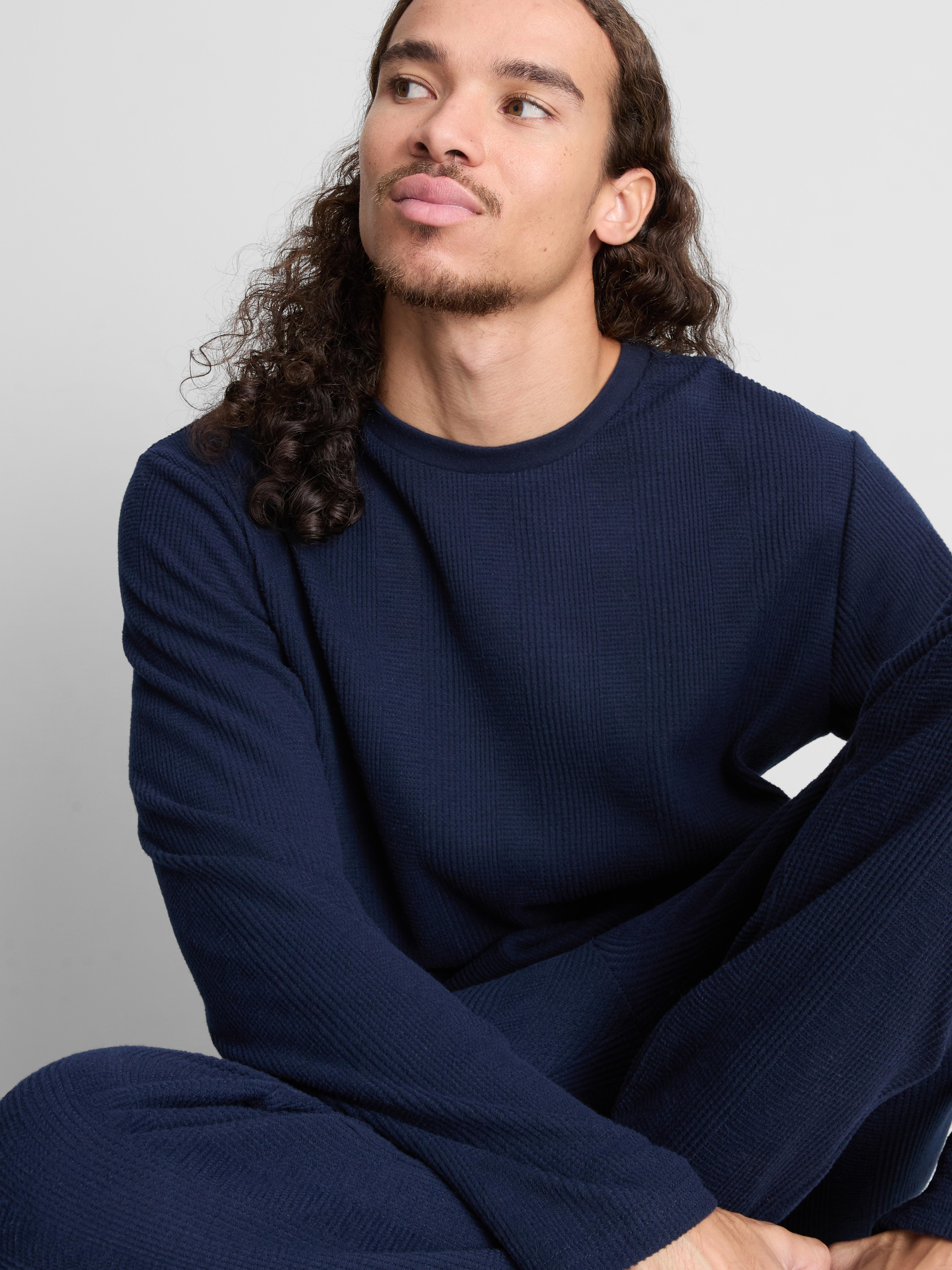 Waffle Textured Long Pajama Set