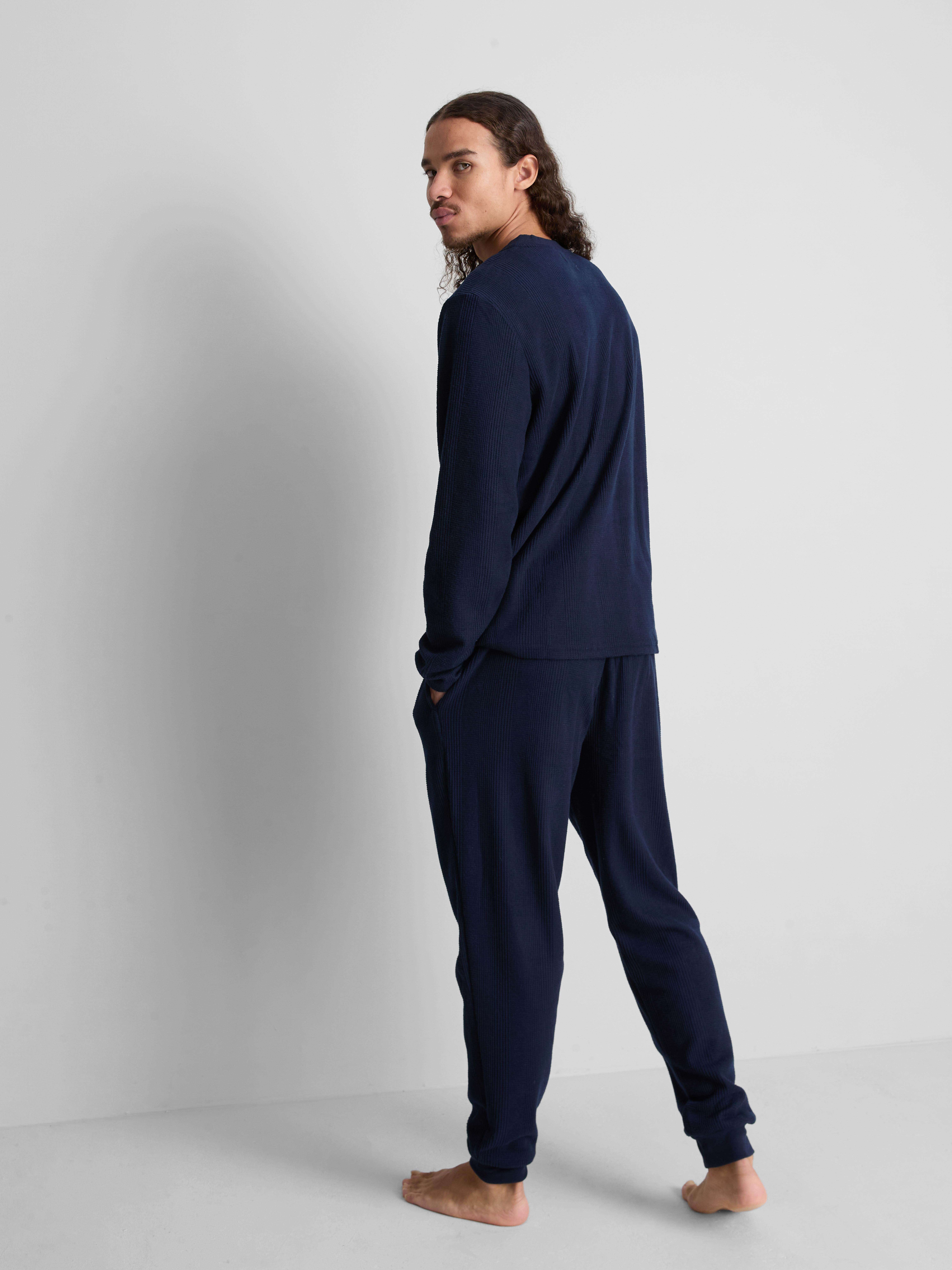 Waffle Textured Long Pajama Set
