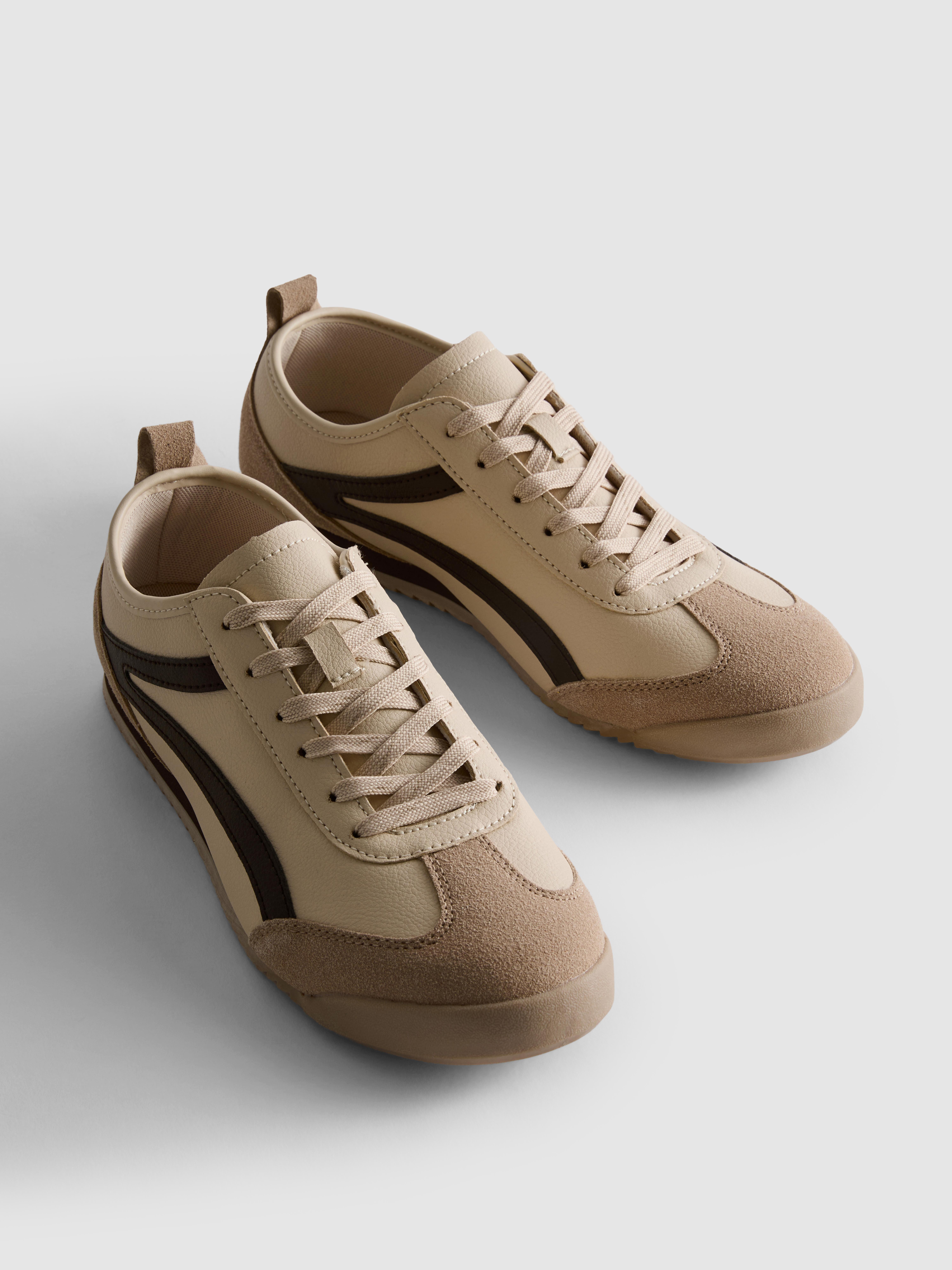 Womens Beige Retro Low Top Trainers | Primark