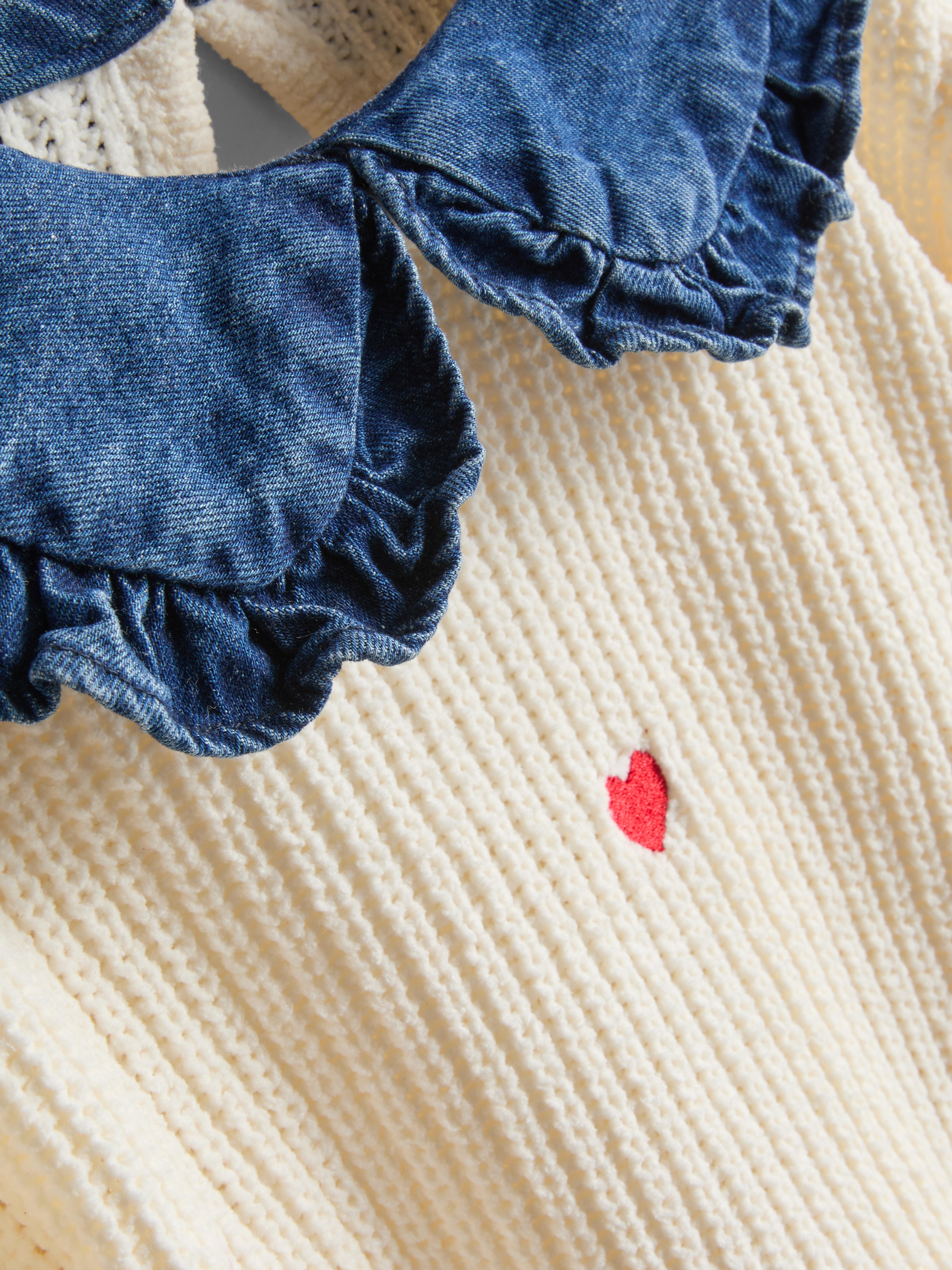 1-9yrs | Heart Embroidered Collared Sweater