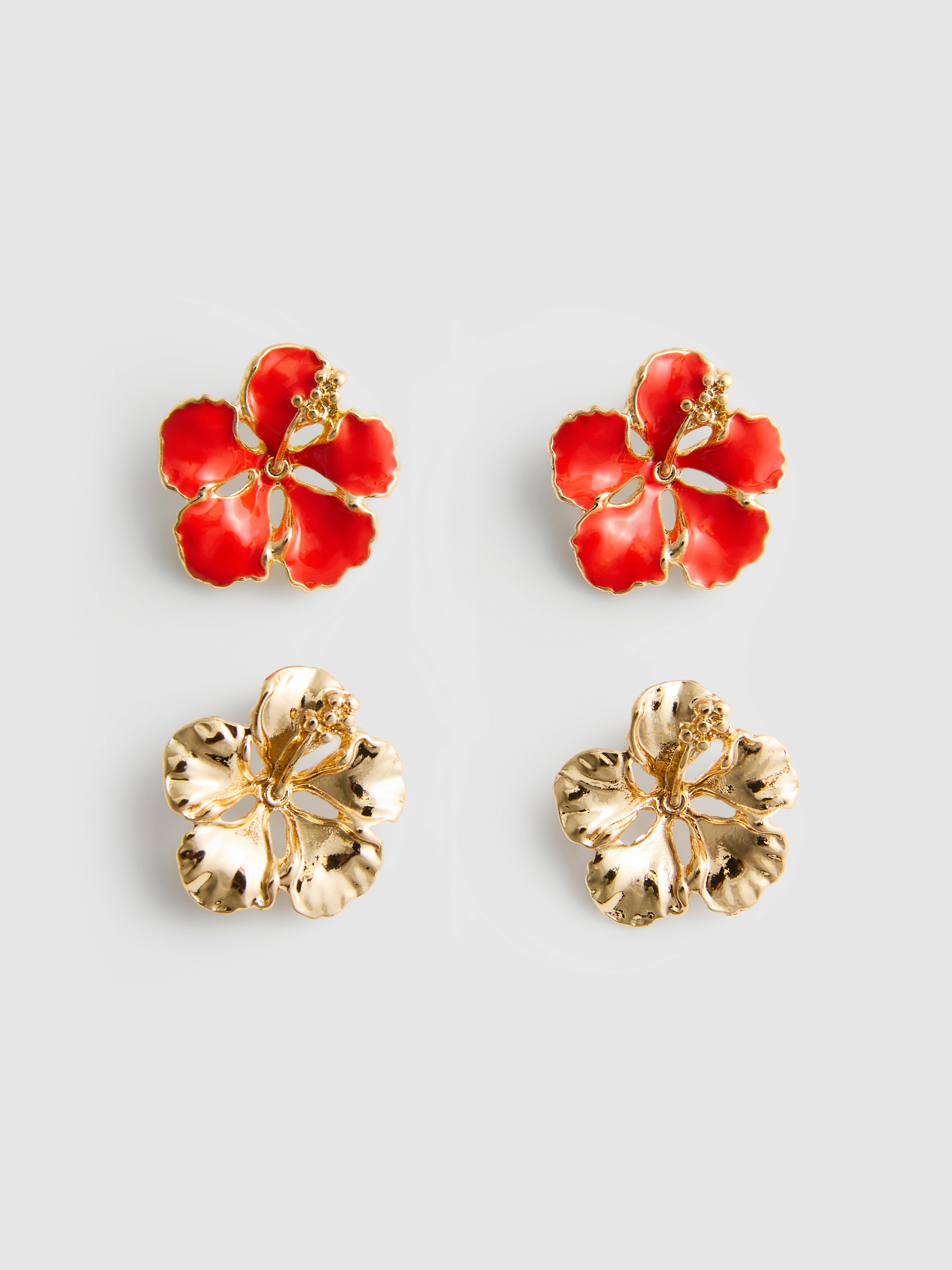 2pk Flower Stud Earrings