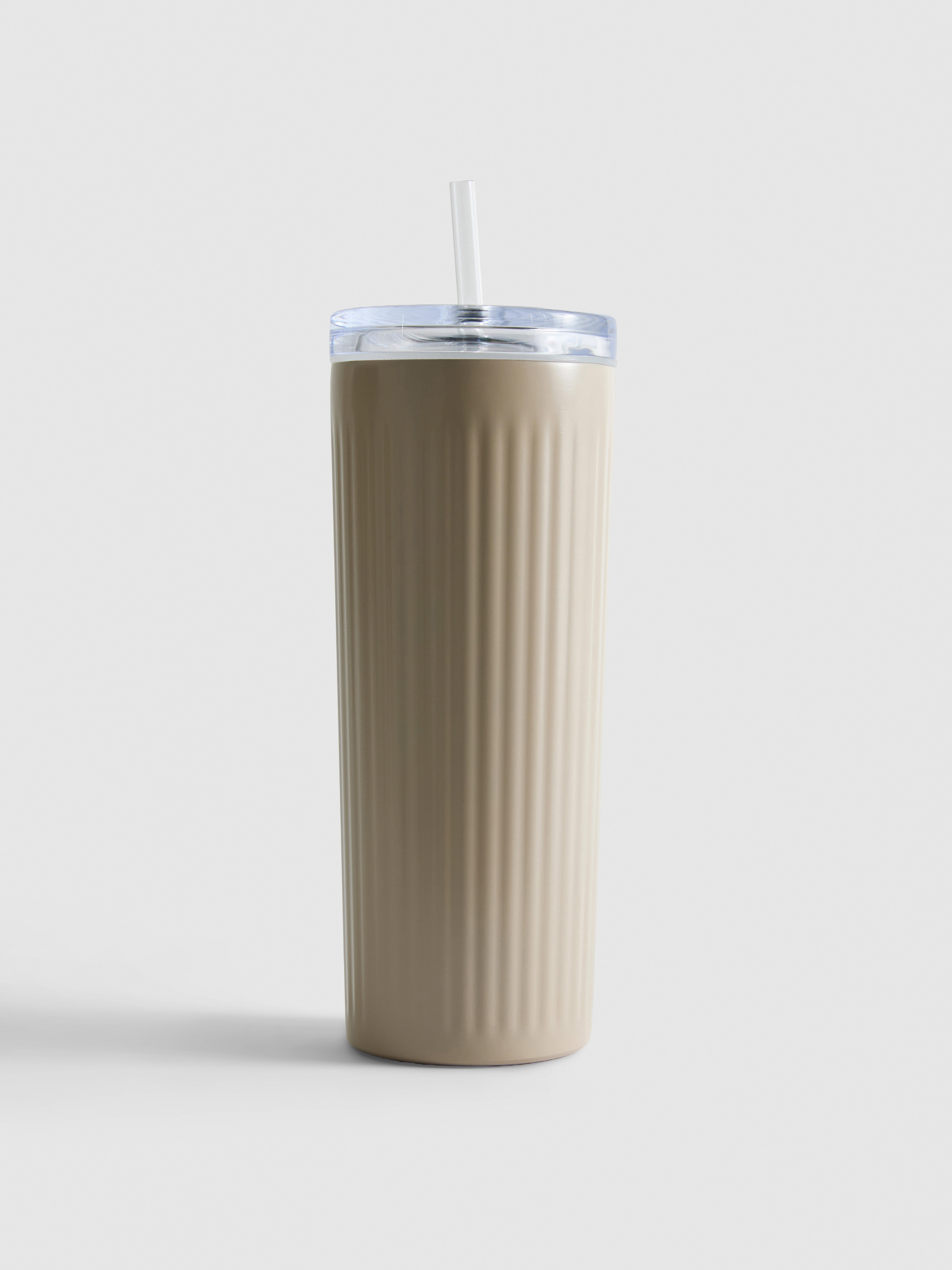 Vaso acanalado para bebidas heladas Beige