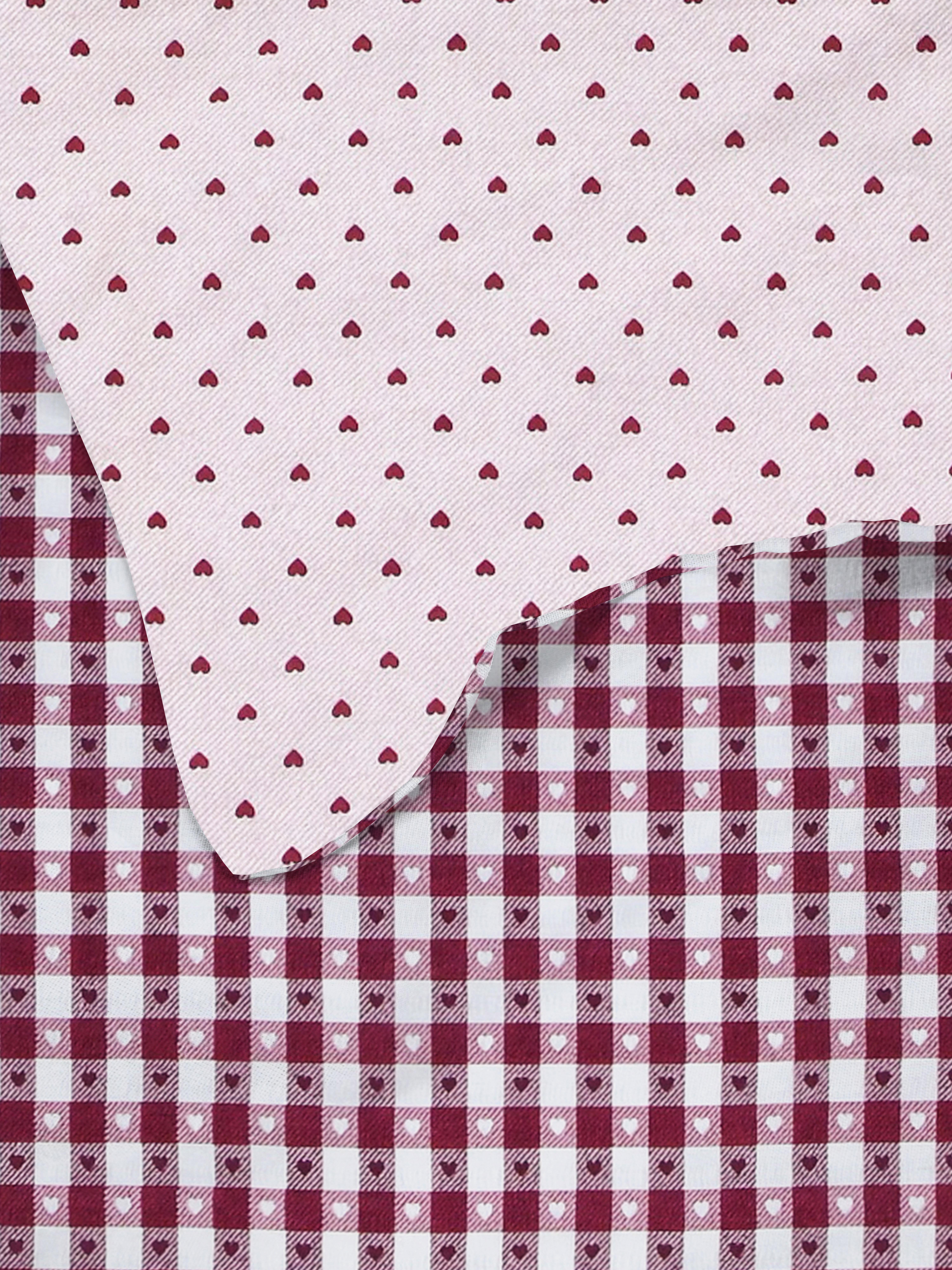 Conj. capa edredão padrão guingão seersucker coração