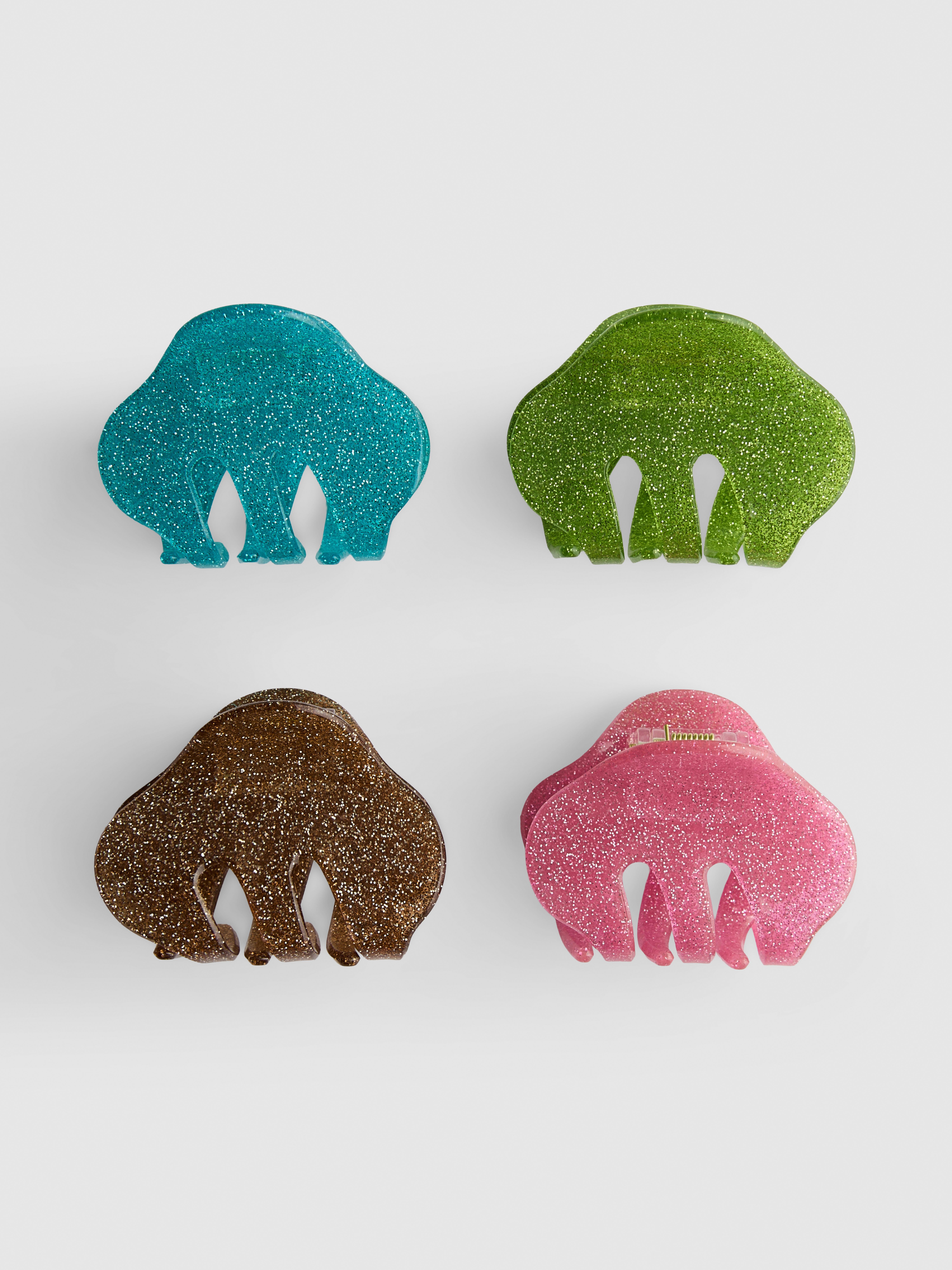 Haarclips met glitter, set van 4